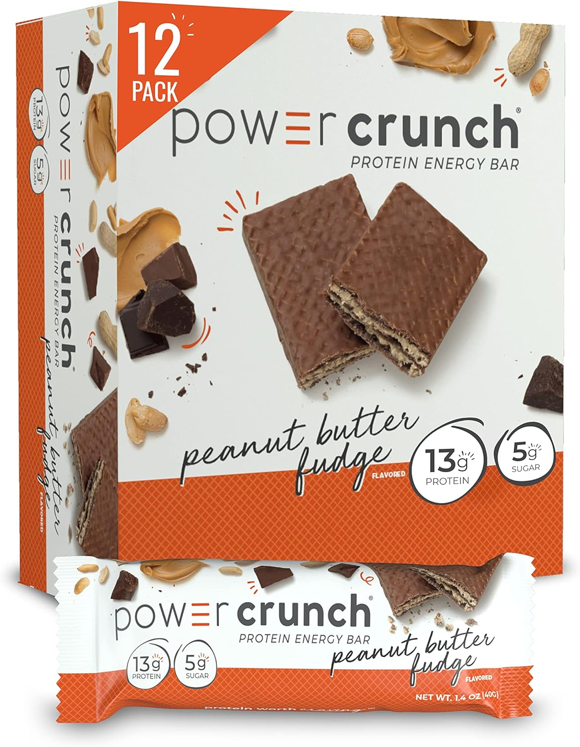Power Crunch Protein Energy, Peanut Butter Fudge Butter Fudge, 1.4 Ounce, 12 Pack image number 2