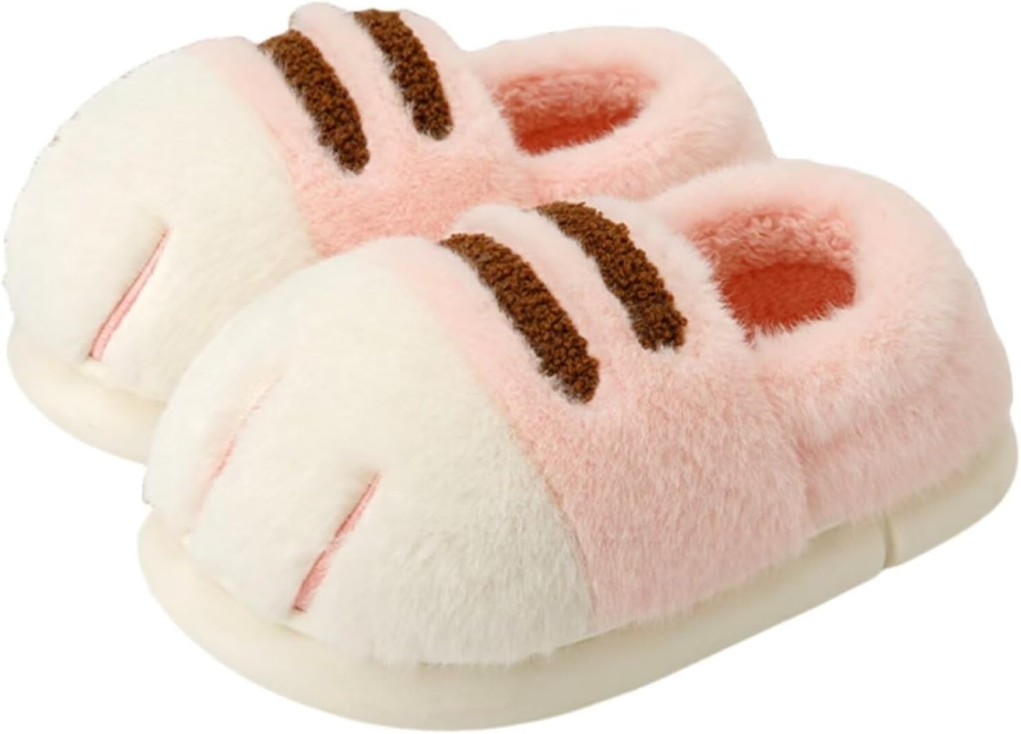 Women & Girl Cat Paw Slippers Plush Fuzzy Slip-On House Shoes with Memory Foam Washable Indoor