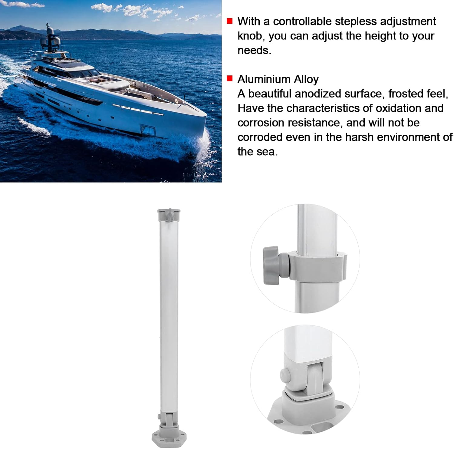 RV Table Leg Base, 510‑760Mm Height Adjustable Table Leg System Lifting Telescopic Folding Table Leg RV Accessories, Aluminum Alloy Table Leg System for RV or Boat image number 4