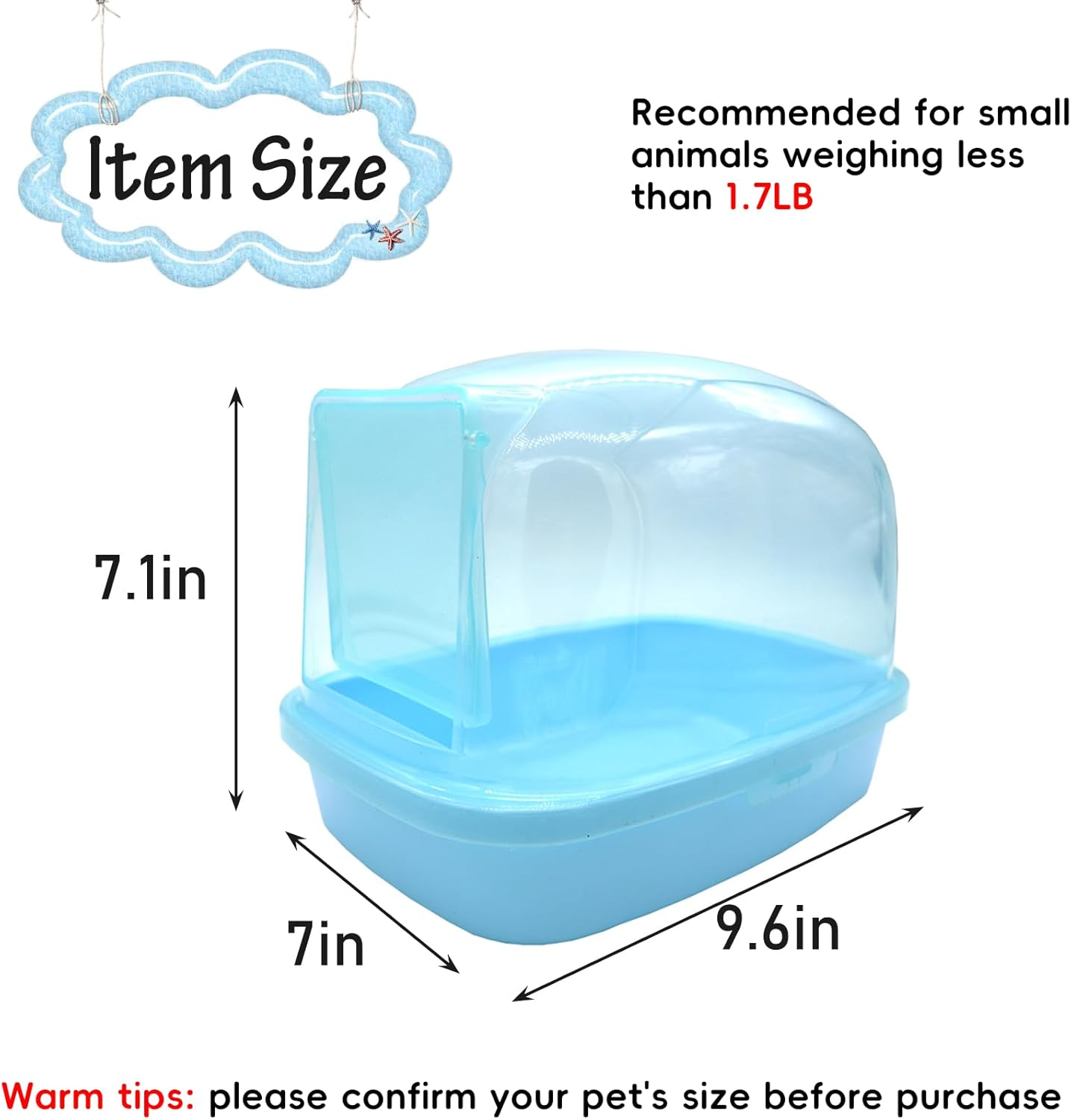 Kathson Dwarf Hamster Bathroom, Chinchilla Sauna Room Plastic Sand Bath House Ideal for Gerbils, Hedgehog, Squirrel and Other Small Animals (Random Color) image number 5