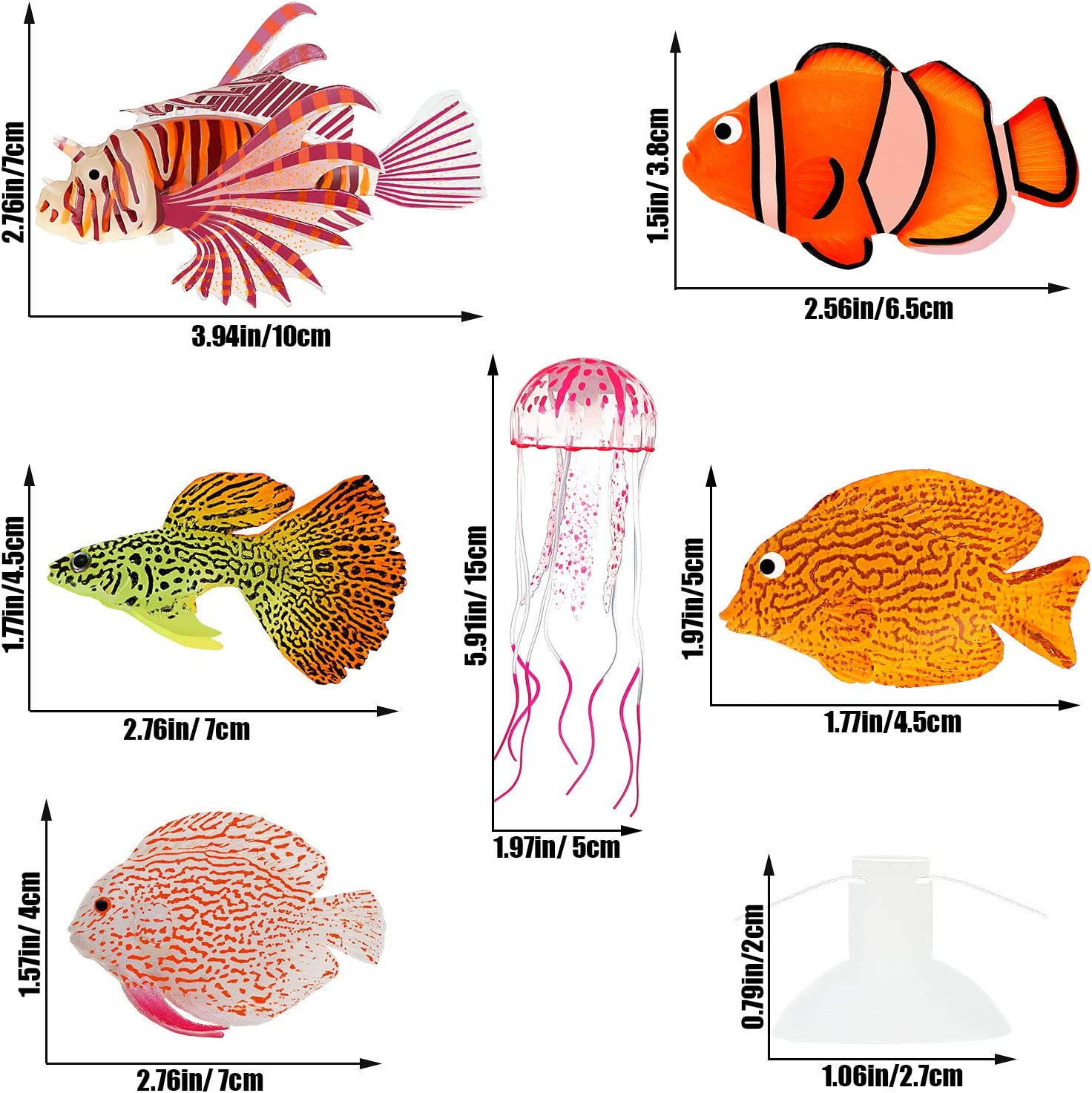 7 Pieces Artificial Fish Colorful Fake Fish Glowing Effect Aquarium Decor Floating Ornament for Fish Tank Decoration(Classic Color) image number 4