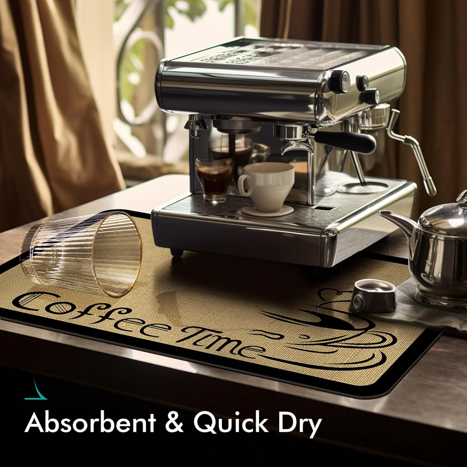 LIMNUO Coffee Mat Super Absorbent Dish Drying Mat Coffee Bar Accessories Match with Coffee Machine Coffee Pot Large Drying Mats for Kitchen Counter (43X78Cm) image number 5