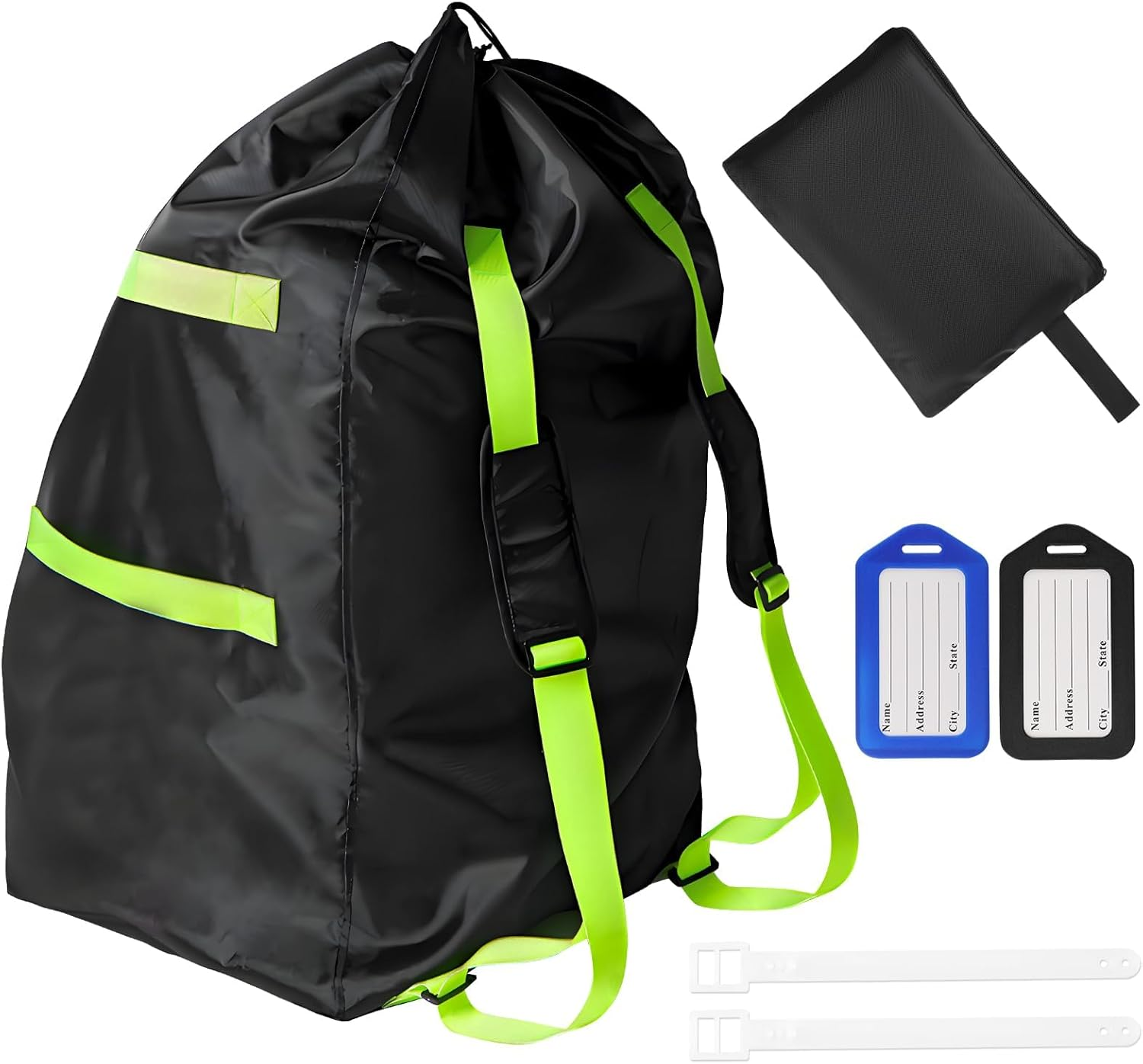 Car Seat Travel Bag for Airplane, Waterproof Durable Padded Cover with 2 Luggage Tags, Universal Fit, Gate Check Bag for Airplane, Fits Convertible Car Seats or Double Strollers image number 1