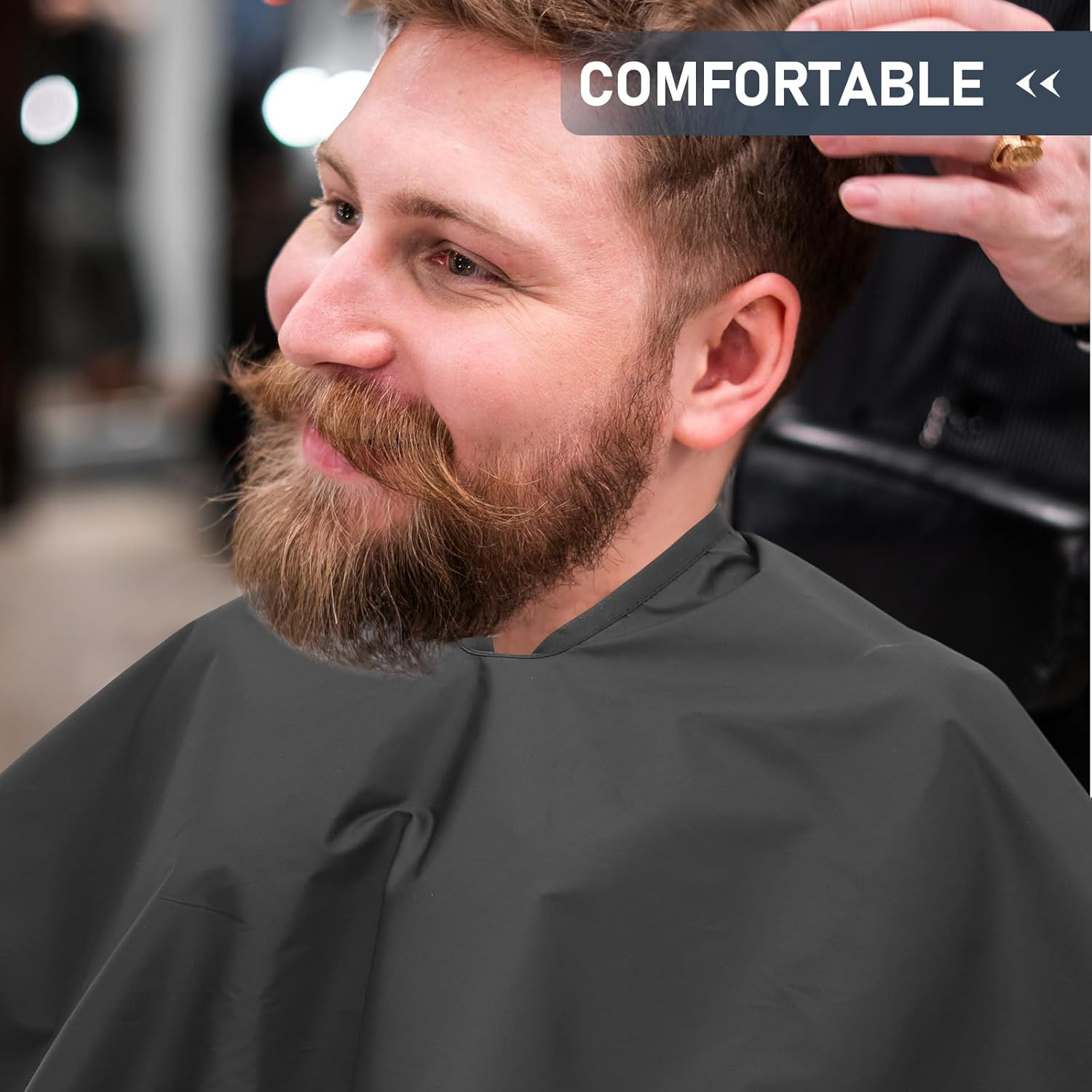 Healeved Waterproof Hair Shawl - Adjustable Black Hair Cutting Cape for Salon and Home Use Comfortable and Lightweight Hairdresser Smock image number 6