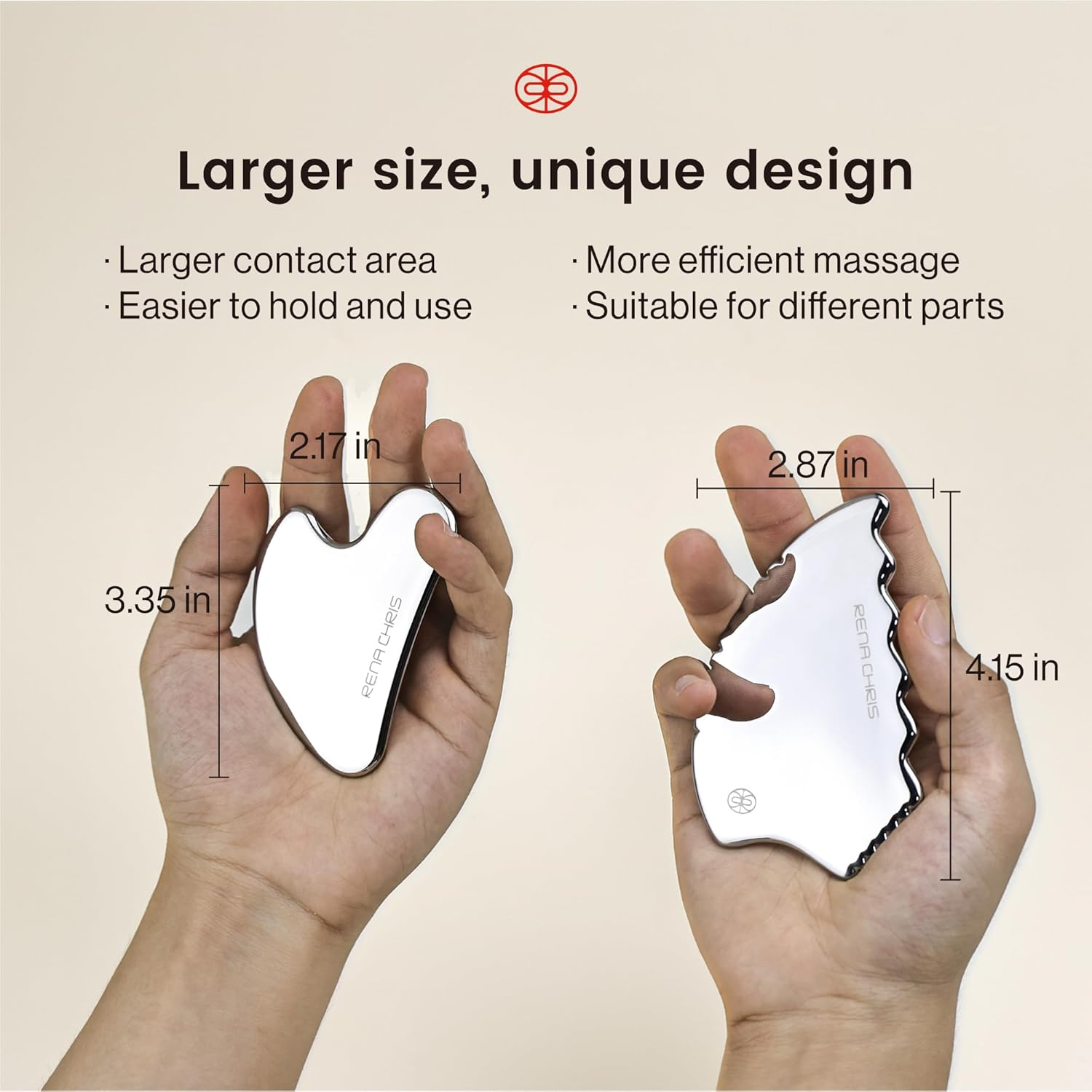 Rena Chris Gua Sha Facial Tools, Stainless Steel Guasha, Manual Massage Sticks for Jawline Sculpting and Puffiness Reducing, Scraping Massage Tool, Skin Care Massager (Pear-Shaped) image number 6