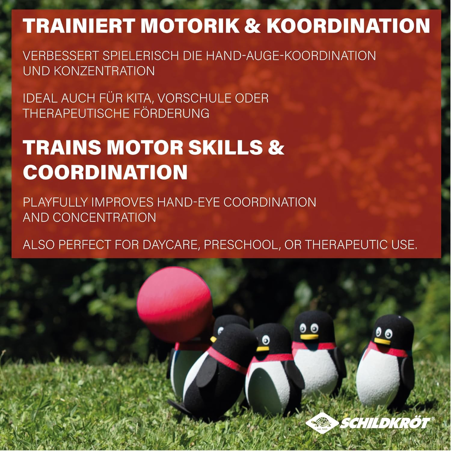 Schildkr&ouml;t Fun Sports Schildkr&ouml;t Funsports Set, for Indoor and Outdoor, 6 Penguins with a Stable Stand and a Soft Bowling Ball, 970303