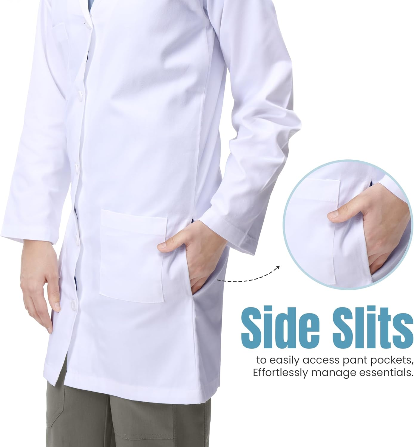 NY Threads Professional Lab Coat for Men, Full Sleeve Poly Cotton Long Medical Coat image number 5