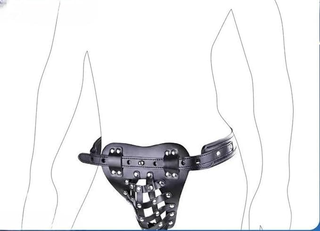 Male Chastity Device Chastity Belt Pants Penis Lock Cage Male Chastity Belt Devices Harness with Lock Cock for Men, Adult Men'S Bondage Leather Chastity Lock Pants Underwear image number 5