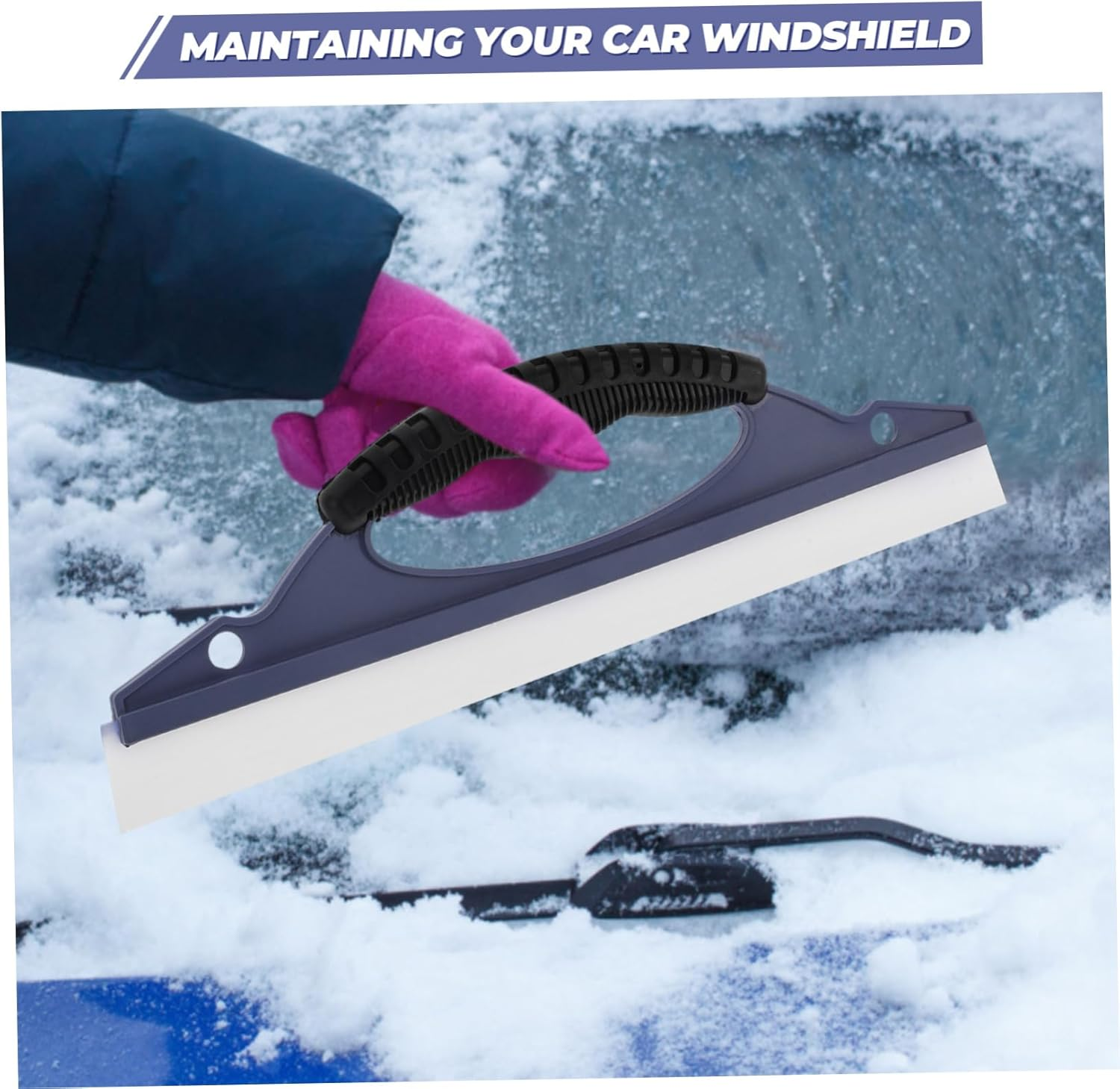 PAMINGONO Silicone Car Squeegee 2Pcs Set for Windshield and Window Cleaning, Automotive Snow Remover Tool for Winter Car Care and Water Removal image number 5