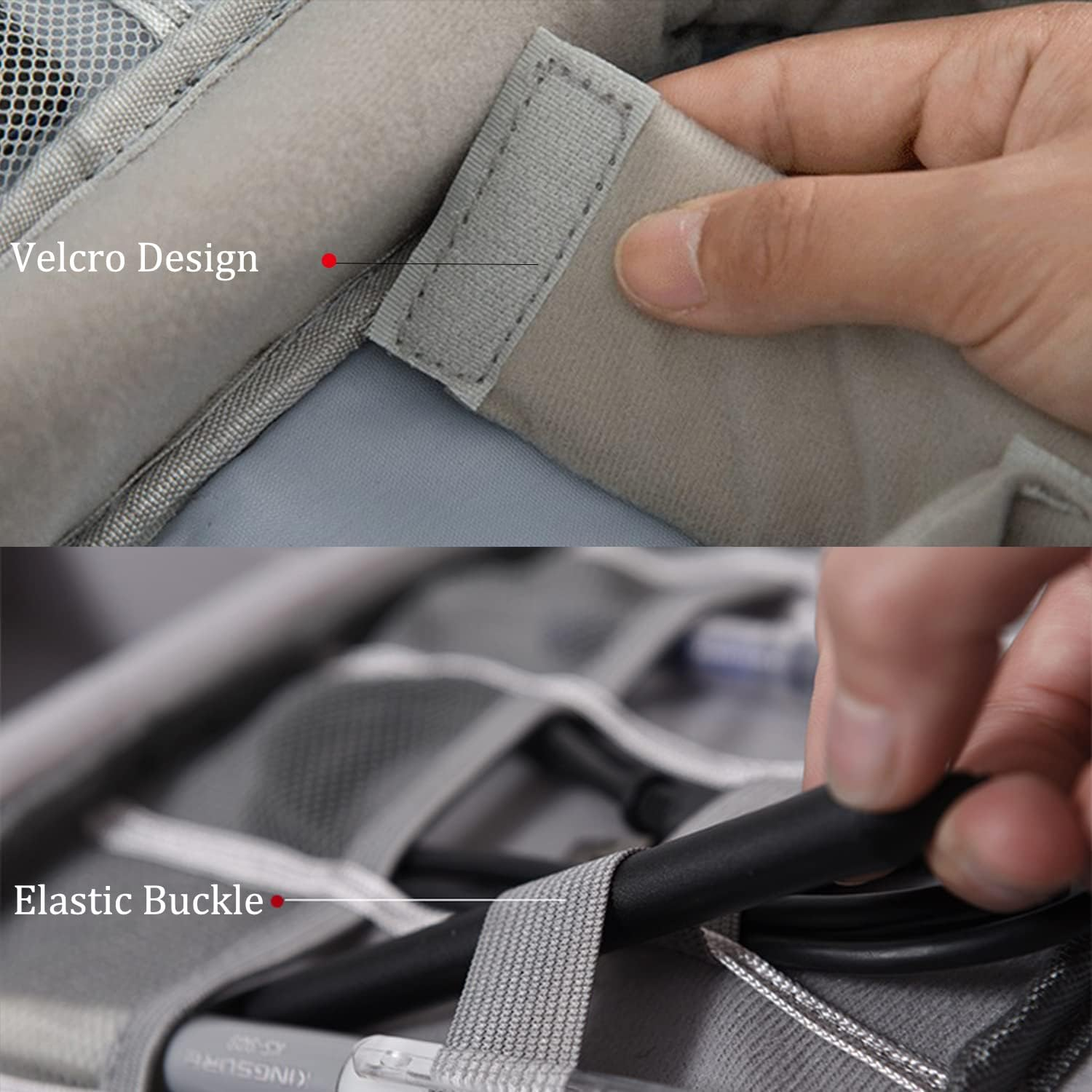 AUMA Travel Cables Organiser Carrying Case for Power Cords Phone Battery Chargers Earbuds Hard Drives Memory Cards Adapter Mouse Small Electronic Accessories -Wine Red - Grey image number 3