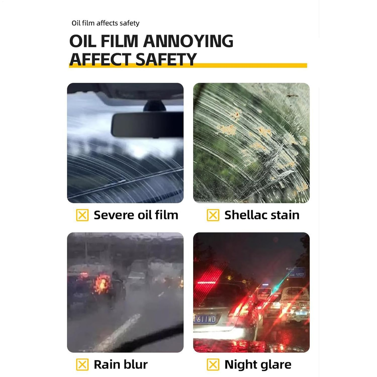 YRTUOP Car Glass Scratch Remover | Glass Polishing Stain Remover with Brush | Gentle Automotive Coating Agent for Vehicle Oil Film Stain Rain Marks Stickers Dirt Bird Droppings