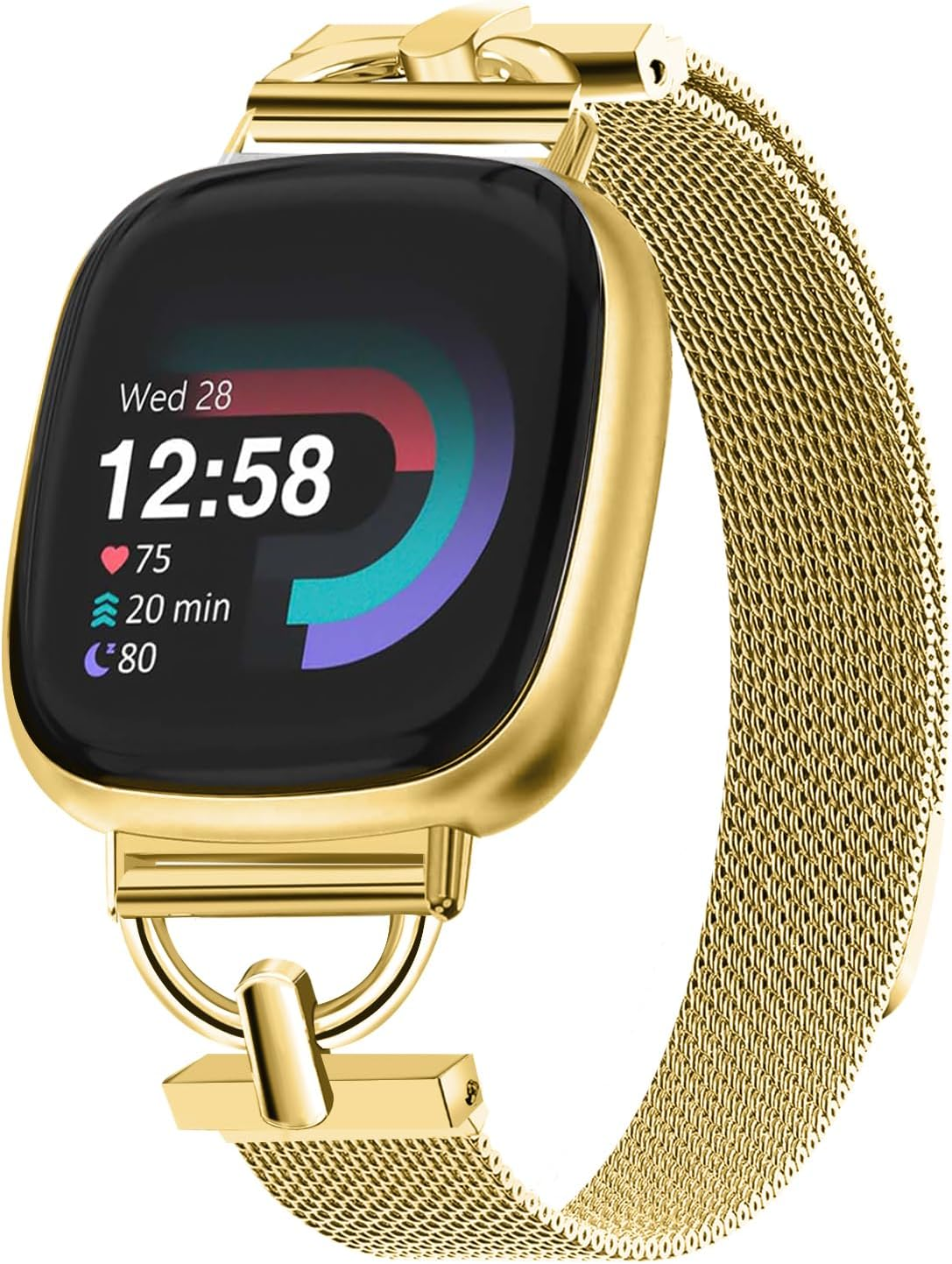 HAYONLIY Metal Bands Compatible with Fitbit Versa 3/Fitbit Versa 4/Fitbit Sense 2/Fitbit Sense,Mesh Stainless Steel Sport Strap,Magnetic Adjustable Wristband for Women Men