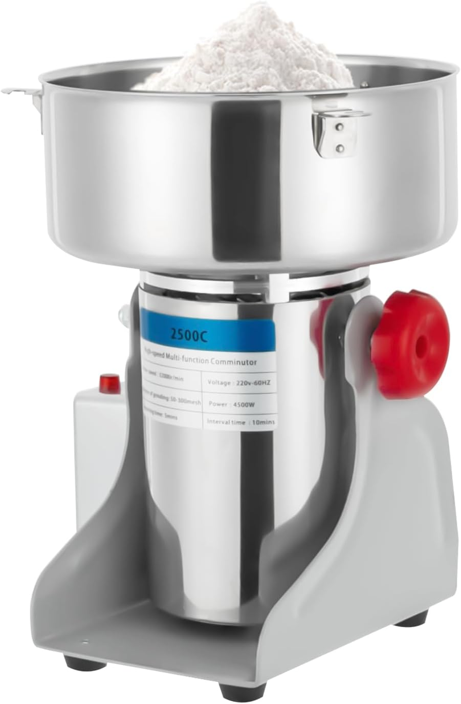 Electric Grain Mill Grinder, 2500G High Speed 304 Stainless Steel Grain Grinder, 4500W Electric Grain Grinding Machine for Grains, Millet & Spices - Spice Grinders for Commercial & Home Use image number 3