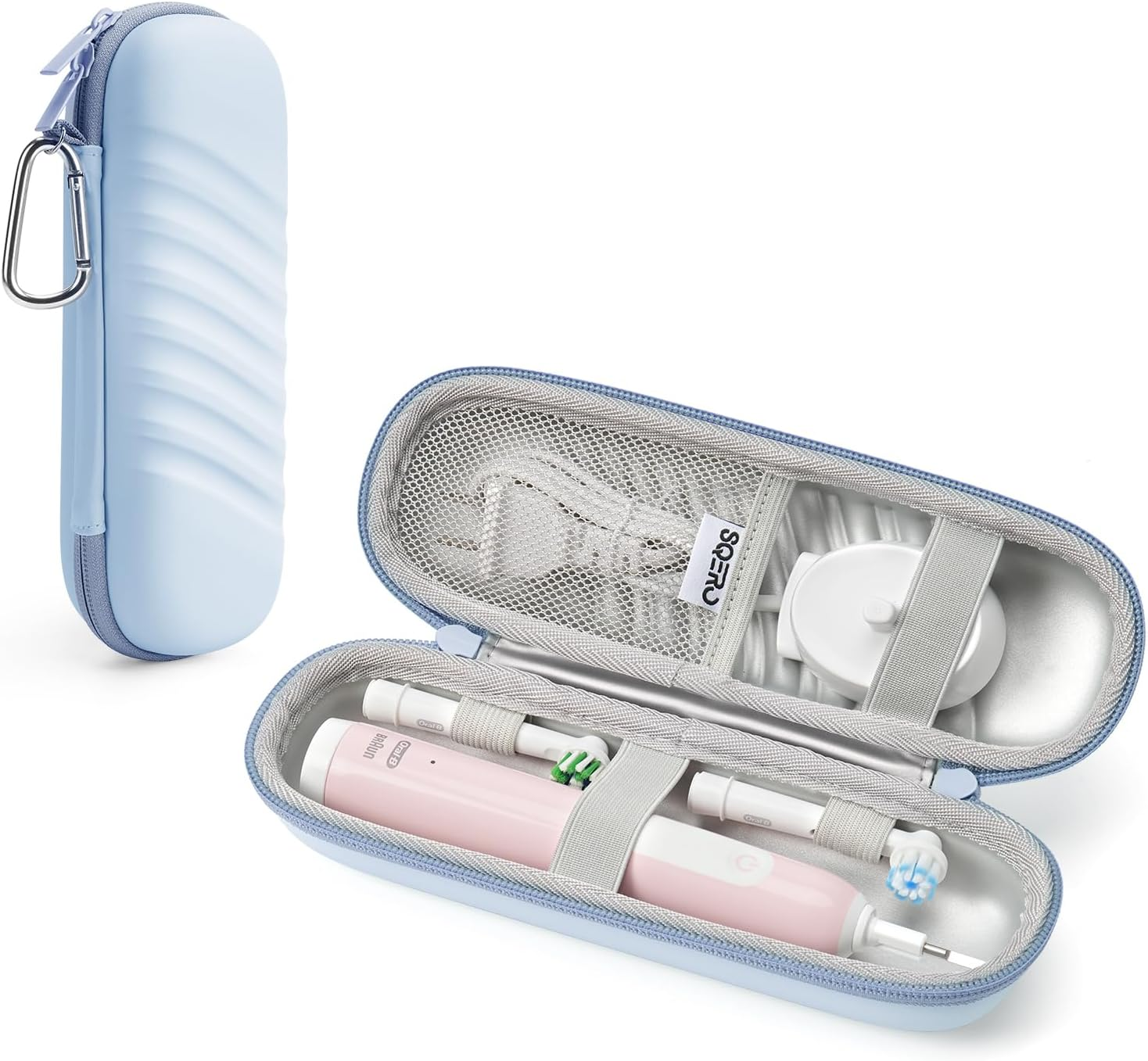 SQERO Electric Toothbrush Case for Oral-B Pro/Io/Philips Sonicare, Waterproof Traveling Toothbrush Storage Bag with Mesh Pocket Covers Protection