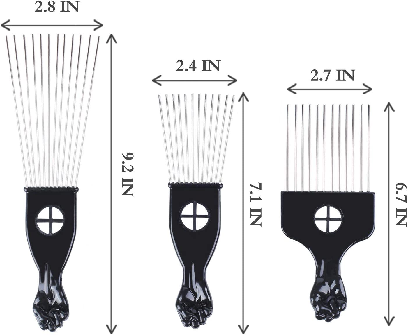 Hair Picks - Black Metal Afro Combs for Hair Styling, Fist Pick for Women and Men image number 6