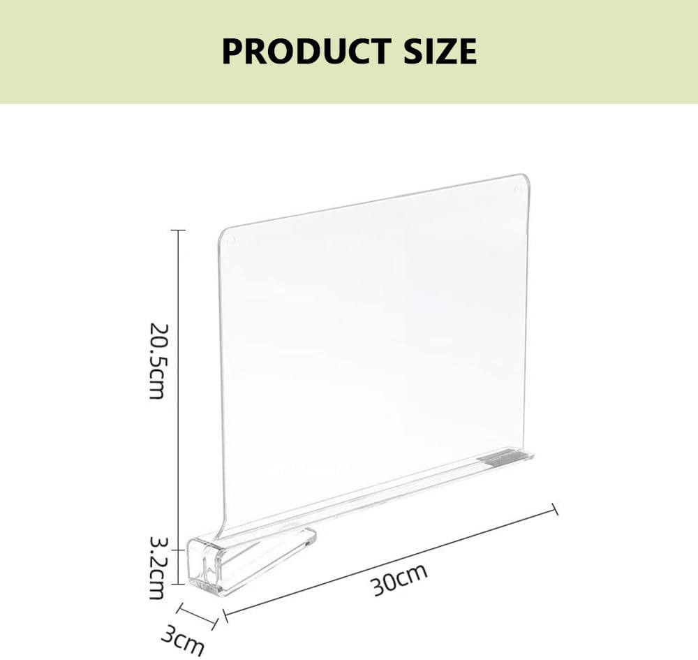 8 PCS Clear Acrylic Shelf Dividers &ndash; Transparent Organizers for Closet, Cabinet, and Office, Separators for Clothes, Purses, Handbags, Books, and More image number 1