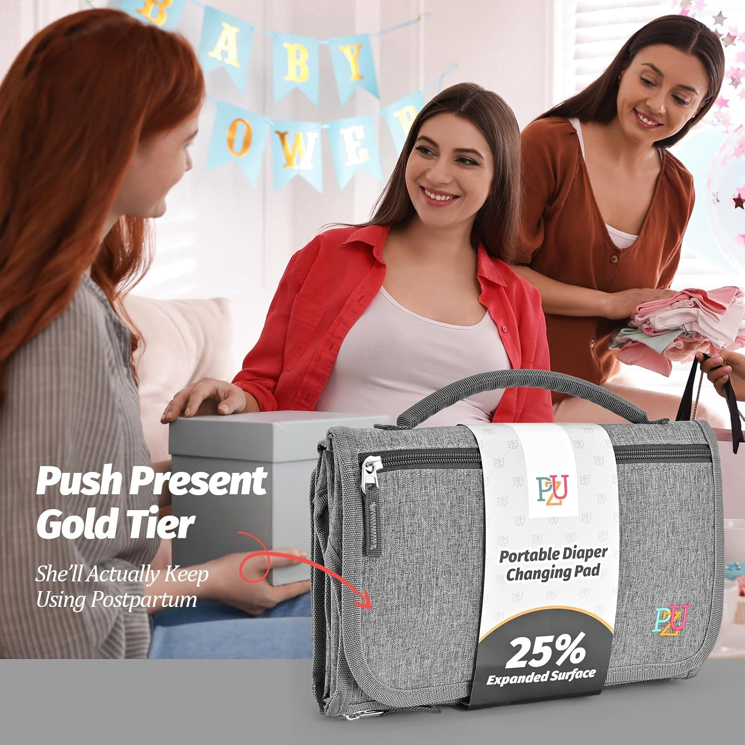 Changing Mat on the Go - Portable Changing Mat for Baby with Wipe Bag, Waterproof and Easy to Clean, Grey