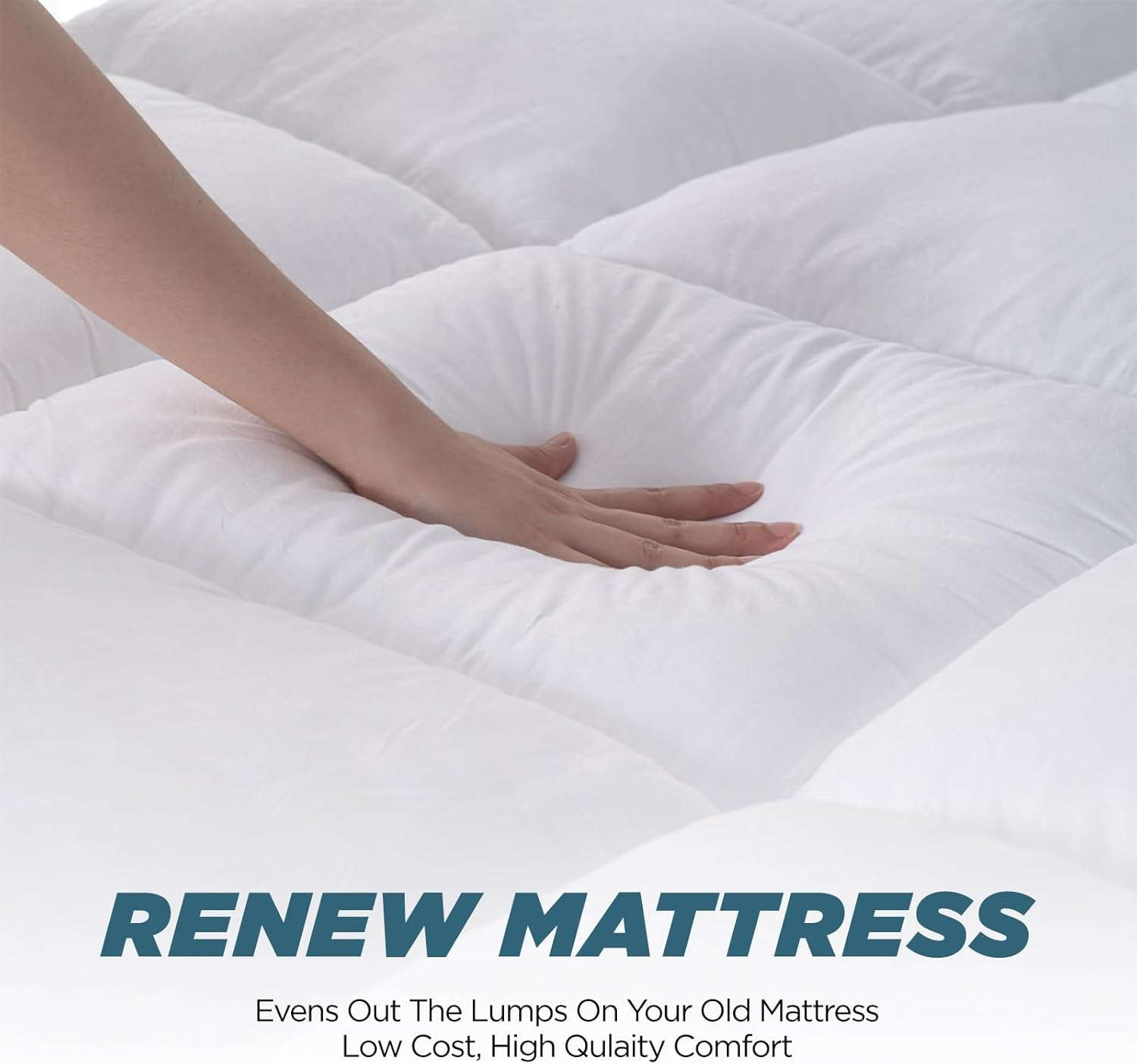 ZOUK Super King Mattress Topper &ndash; 10Cm Thick, Quilted & Extra Deep &ndash; Ultra Soft & Breathable Microfiber Mattress Topper Super Kingsize Bed with Secure Elastic Straps image number 3