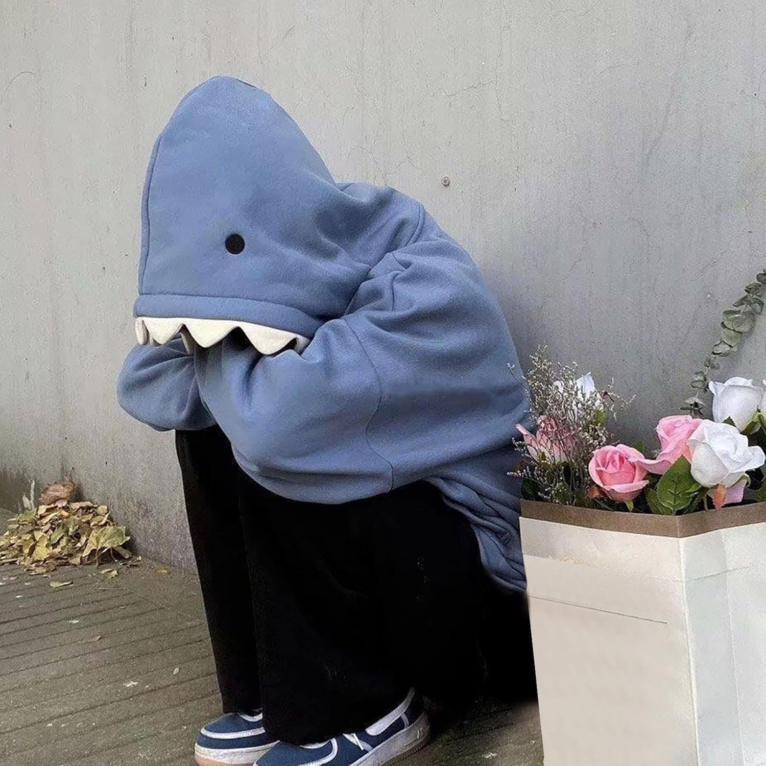Zankie Shark Hoodie,Cute Long Sleeve Blue Hoodies Shark Shape - Sweatshirts Tops Couple Pullover Cartoon Animal Pulloverfor Teens Girls Boys image number 4