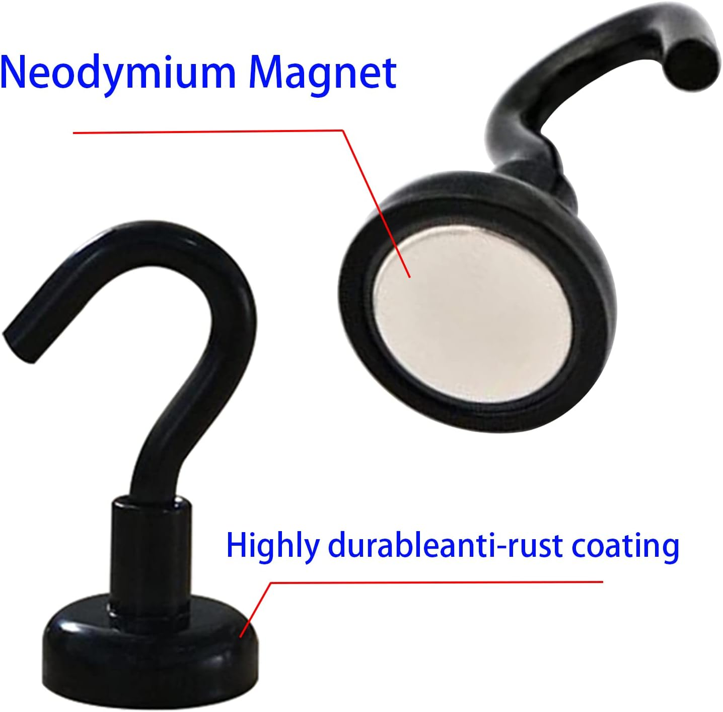 Magnetic Hooks - Heavy Duty Utility Neodymium Magnet Hooks with Nickel Coating, Key Holder Hanging Hooks for Kitchen, Cruise, Workplace, Pack of 10 image number 3