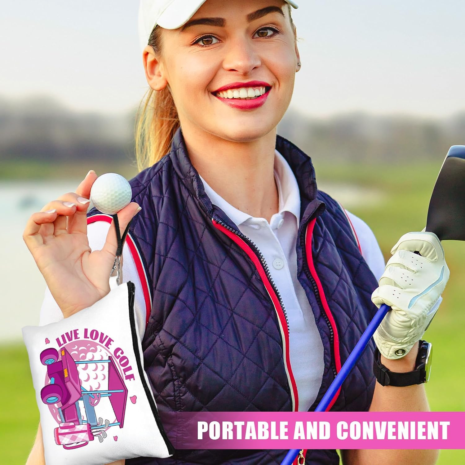 Skylety 9 Pieces Golf Gift Cosmetic Bags Golf Makeup Bag Pouch Cosmetic Toiletry Organizer Case for Golfer Team Ladies, as Shown, Colorful Style