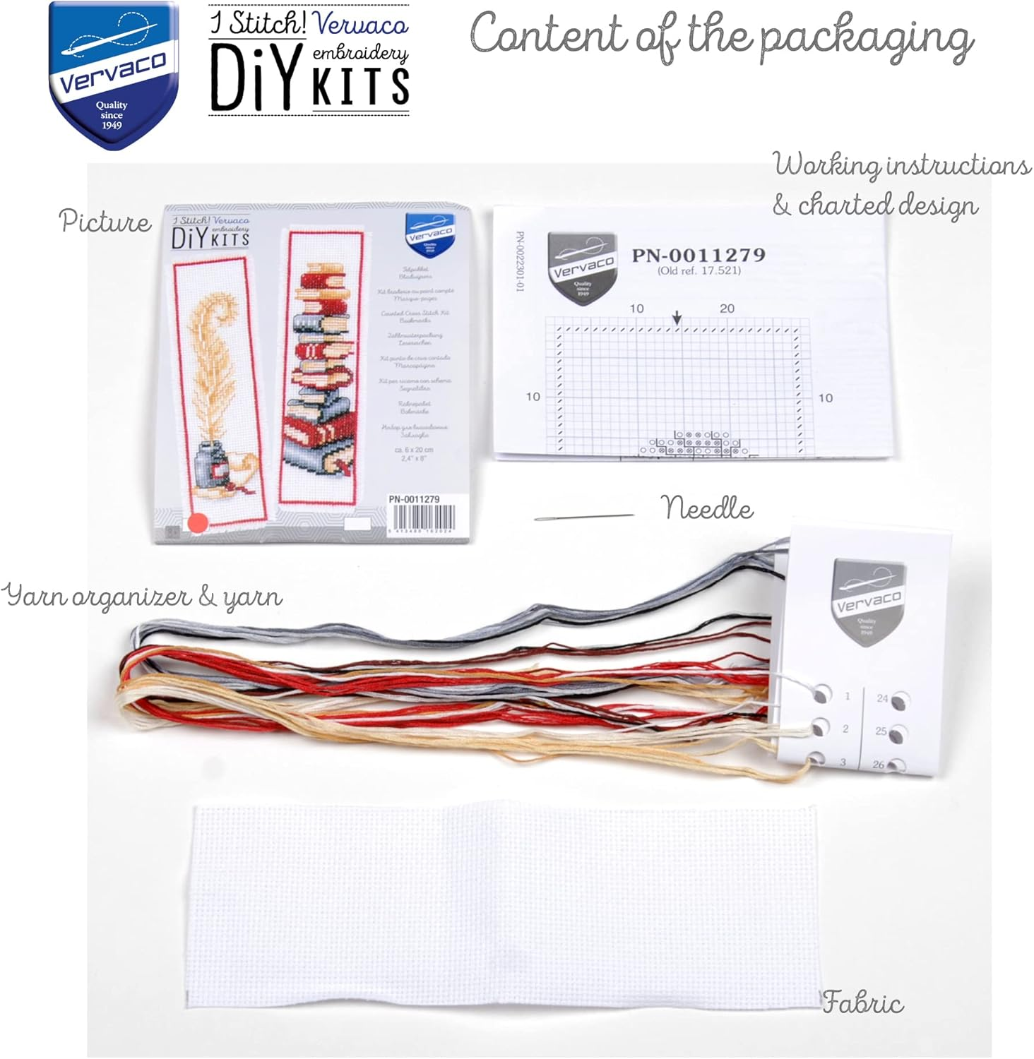 Vervaco Bookmark Books Counted Cross Stitch Kit, Multi-Colour image number 2