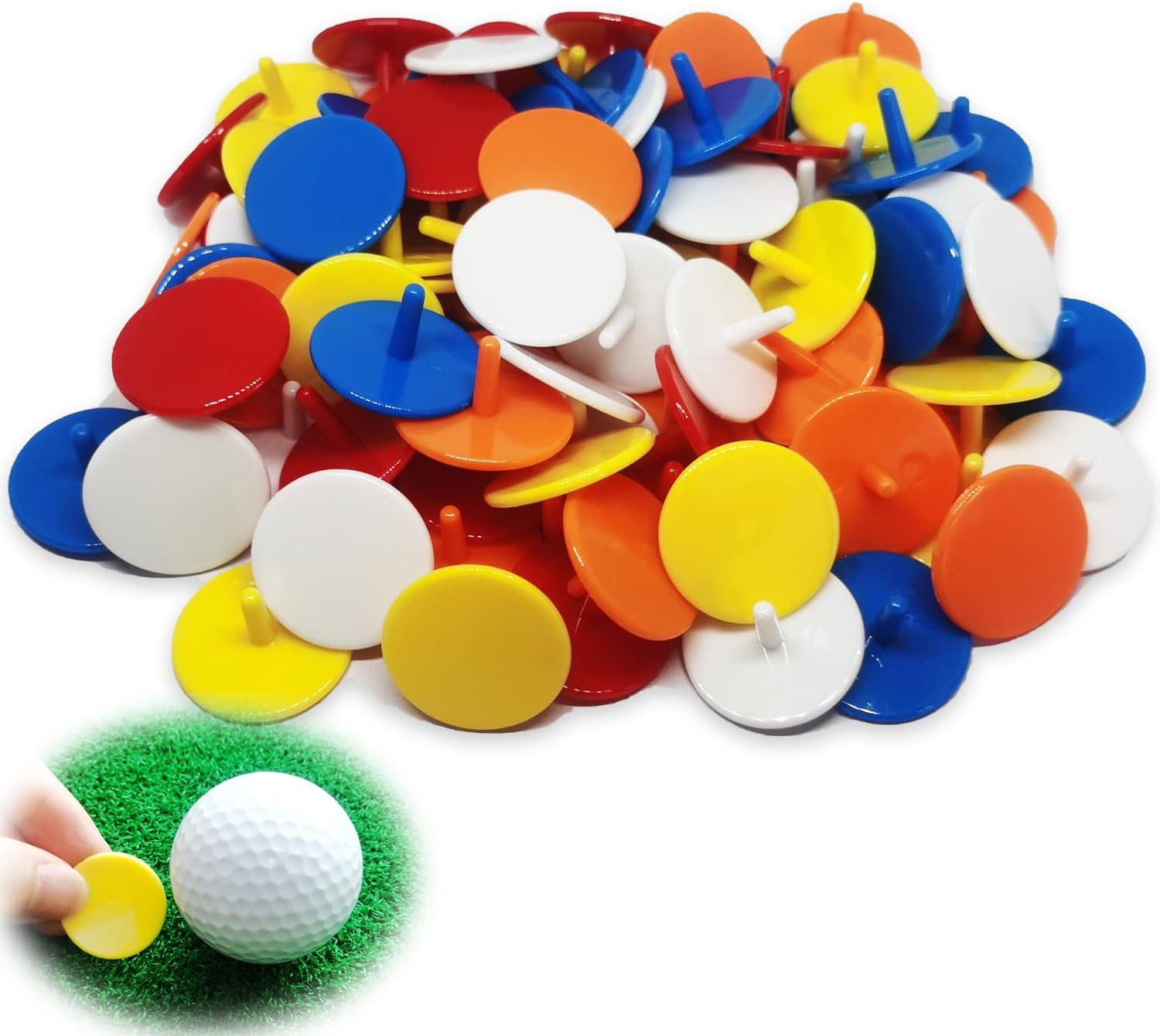 Golf Ball Markers 50 100 Pcs Plastic Position Ball Marker Quarter Size 0.94 Inch Flat Golf Ball Marker Mix Colour
