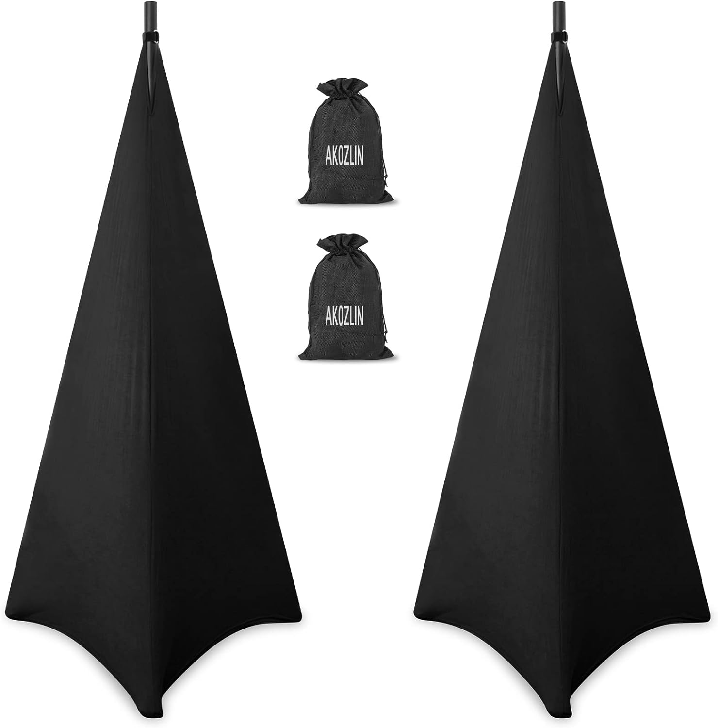 AKOZLIN Speaker Stand Cover with 360 Degree Tripod Stand Skirt Skrim Stretchable Lycra Fabric Covers with Free Storage Bag Two Pack Dark Grey