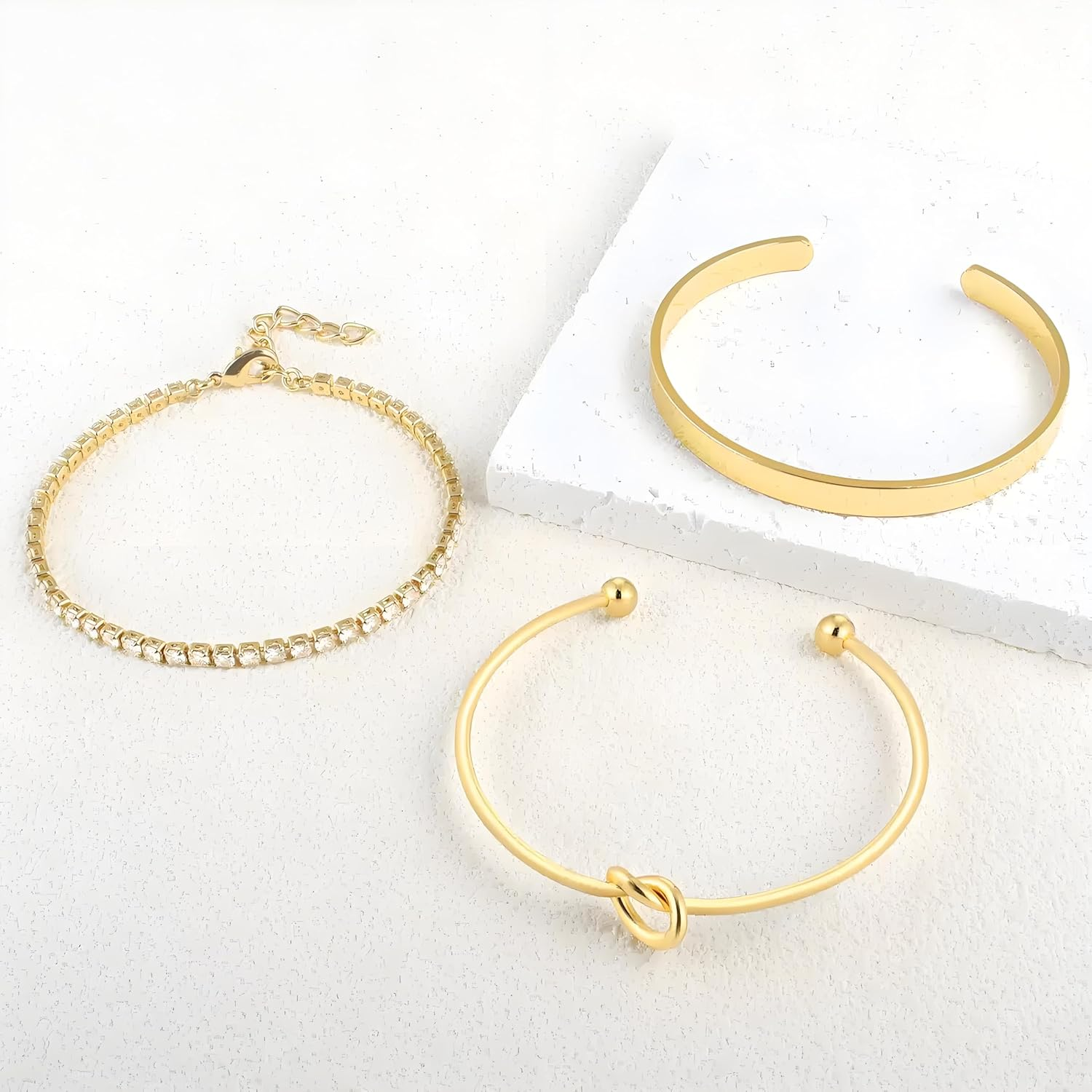 Gold Bracelets for Women 14K Gold Plated Friendship Love Bangle Bracelets Cubic Zirconia Stainless Steel Bracelet Jewelry Christmas Valentines Birthday Gifts for Women