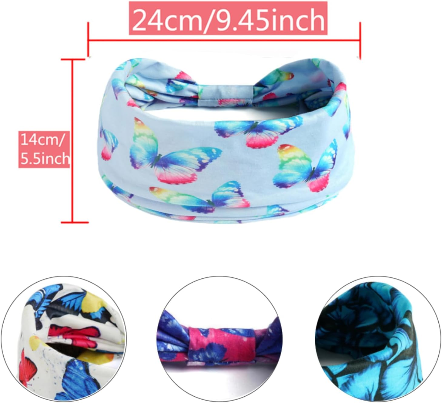 Fashion Headbands for Women Hair Headscarves Hair Band Turban Flower Cotton Headbands Wide Yoga Sports Headband Head Wrap (P6Wbutterleo) - P6Color1 image number 5