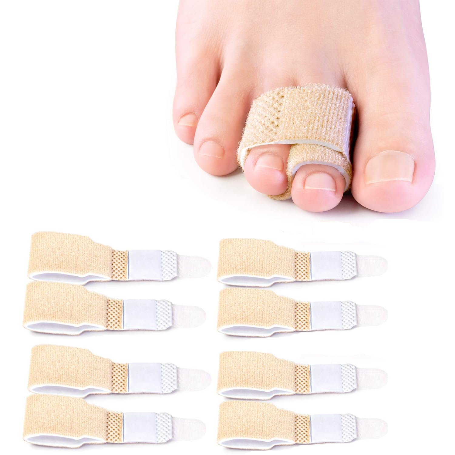 8 Pieces Broken Toe Wraps Hammer Toe Straightener, Hammer Toe Splints, Toe Cushioned Bandages Cushioned Bandages Hammer Toe Separator Splints image number 4