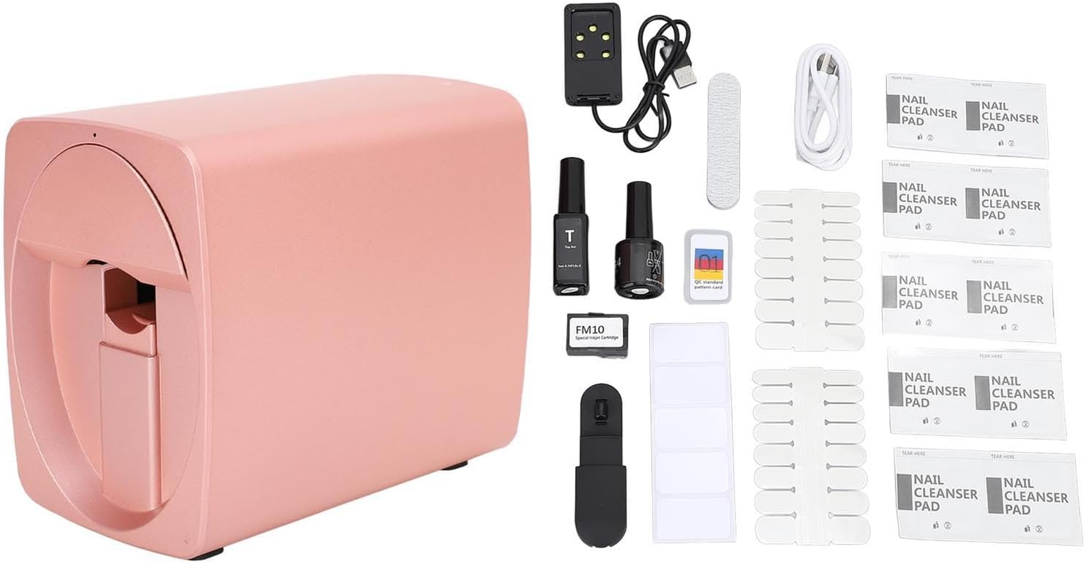 VELATEMOR Smart Nail Printer with App Control, 2400Dpi High Resolution, Camera Positioning, Portable Nail Art Machine for Travel and DIY Art (Rose Gold)