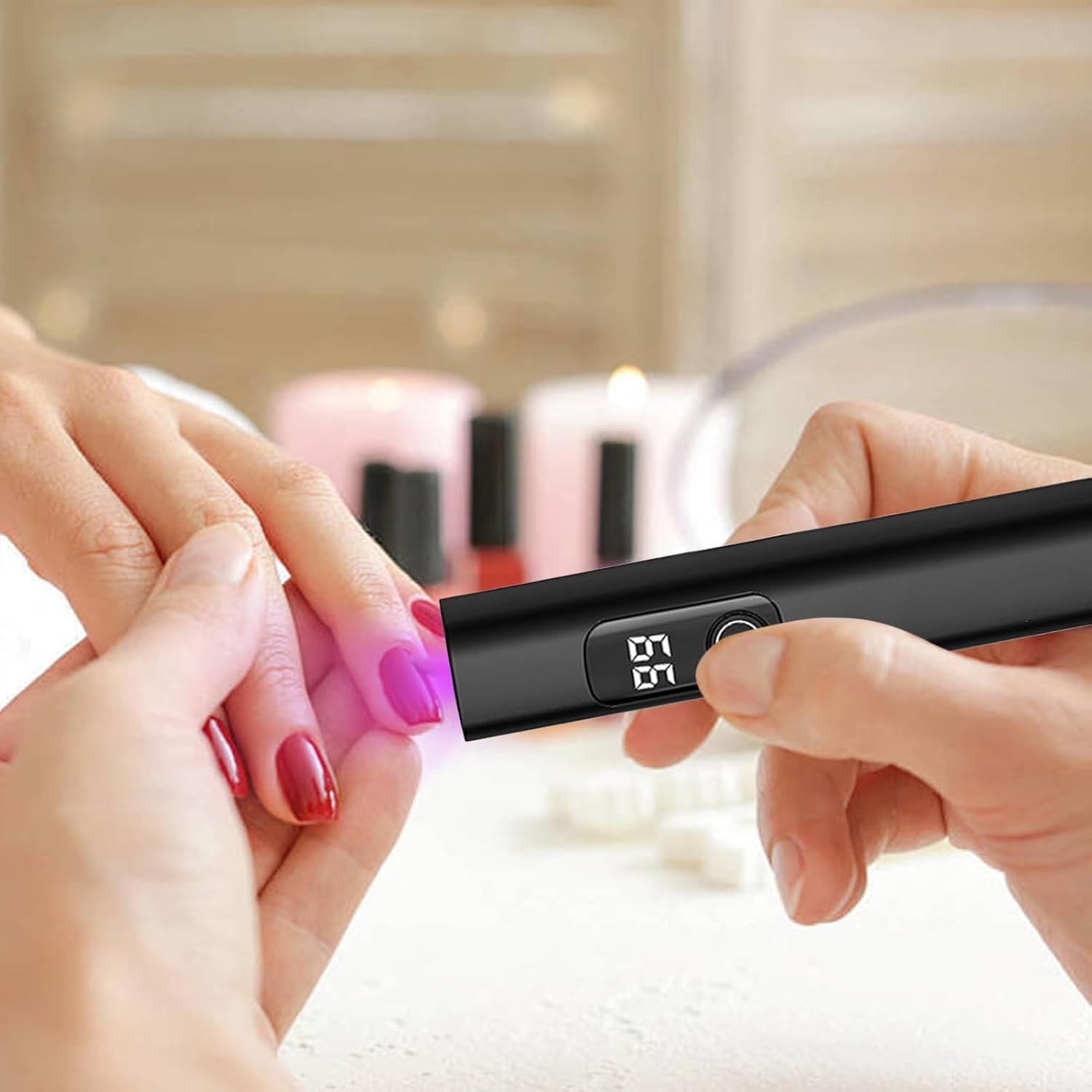 Mini Nail Lamp,Usb Rechargeable Fingernail Lamp - Portable LED UV Nail Light with 2 Timing Modes for Camping Airplane Road Trip Desk Salon Studio Home Girls Manicure - White image number 6