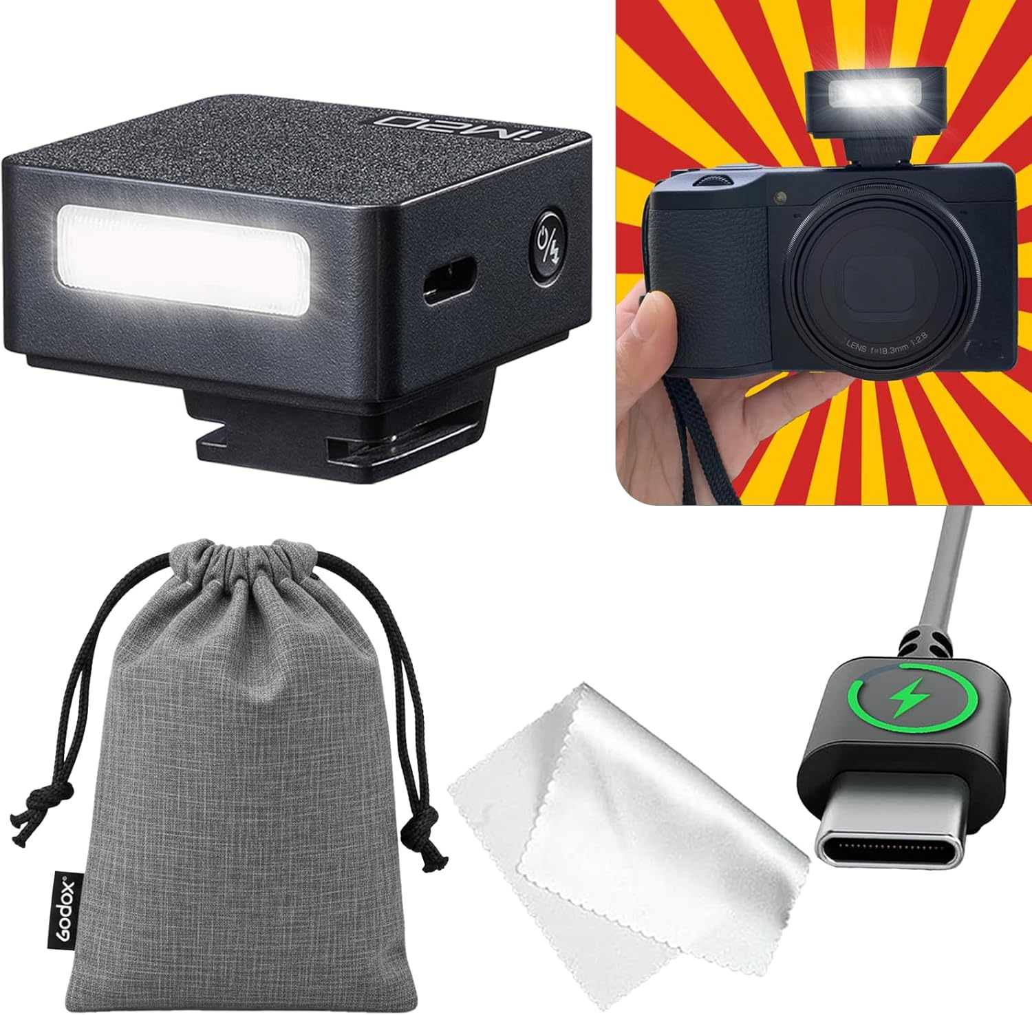 Godox IM20 Mini Camera Flash for Sony ZV1 ZV-1 ZV-E10 ZVE10, Godox Mini Flash for Ricoh GR III Ricoh GR3, External Flash for Canon Sony Nikon Pentax Panasonic Olympus Camera with Center Pin Hot Shoe