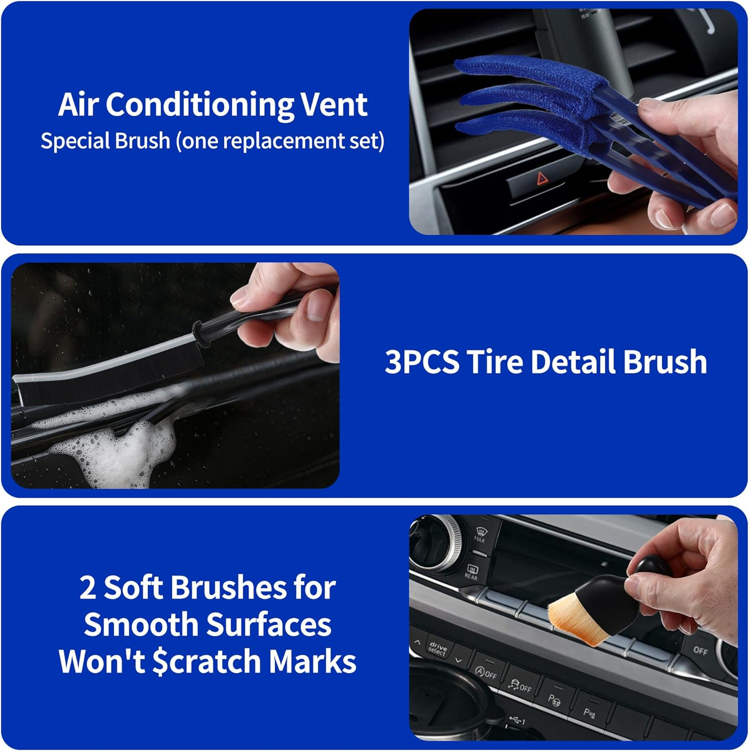 31 Piece Car Cleaning Set, Car Care Set, Car Cleaning Set Complete for Interior and Exterior Surface, Car Detailing Brush, Car Wash Set, Car Cleaning Set for Air Vent, Wheels, Household Surfaces image number 4