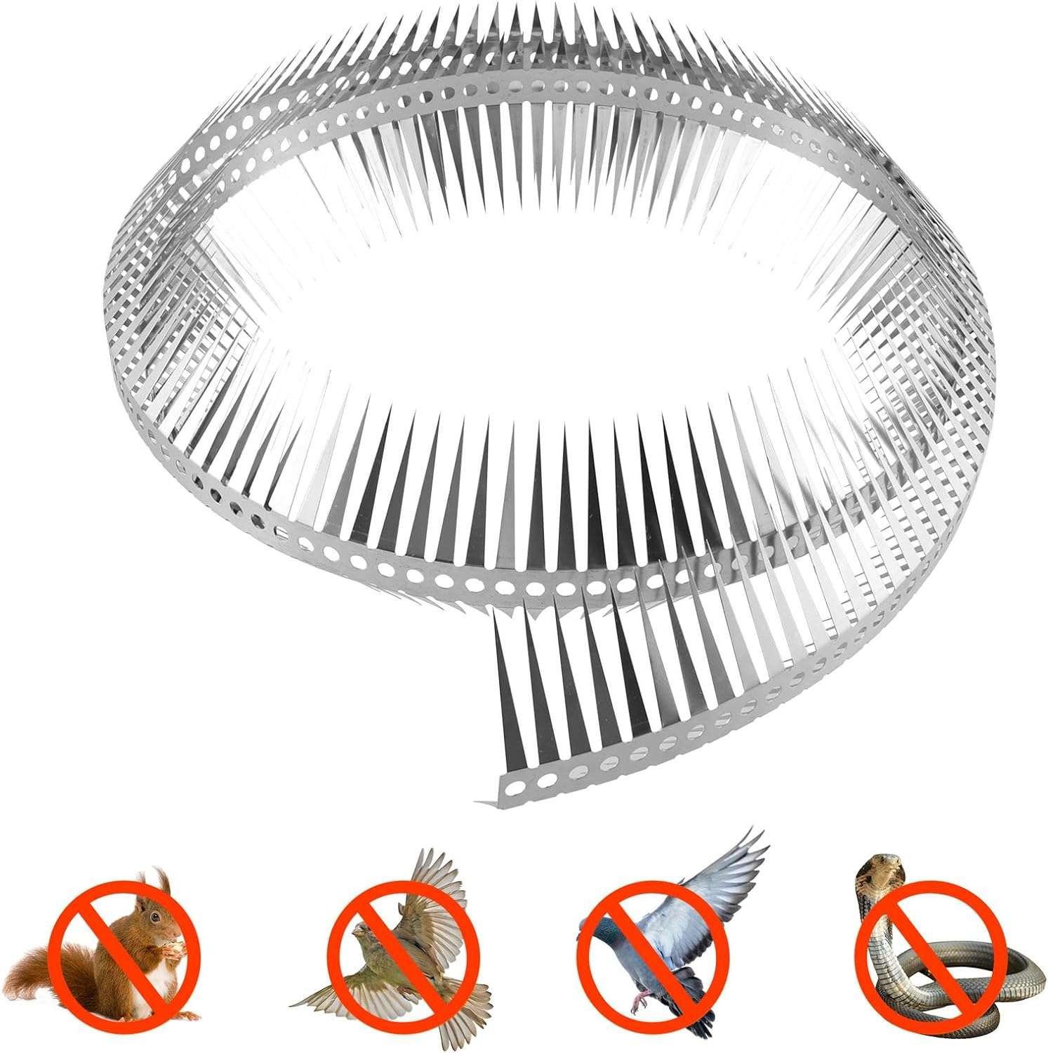 2M Bird Defender Spikes Bird Spikes with Gloves and Straps Stainless Steel Bird Deterrent Spikes Anti-Bird Nest Fence Spike No More Bird Nests and Bird Droppings for Pigeon Small Birds Squirrel image number 5