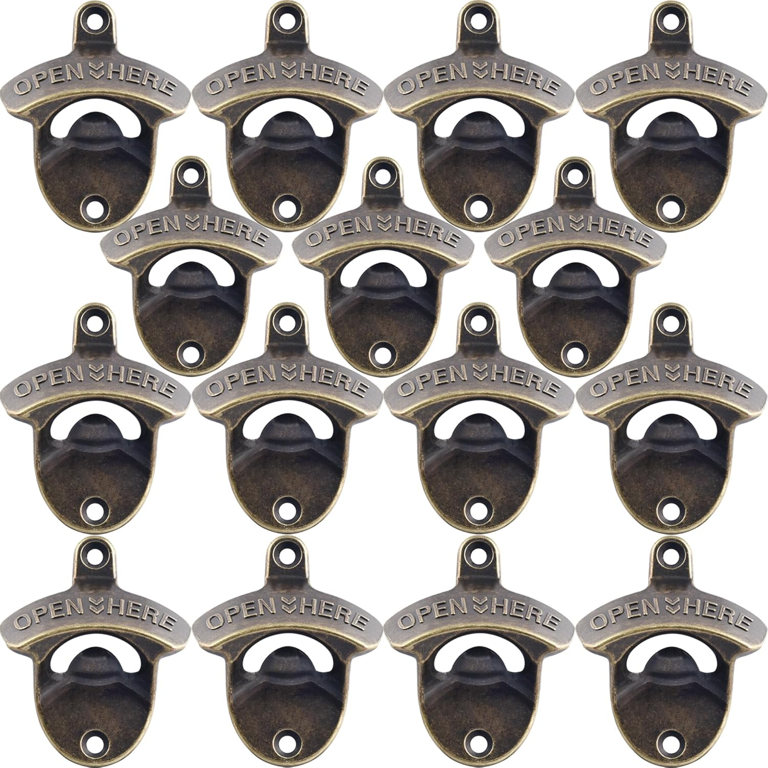 Vintage Copper Bottle Cap Opener Wall Mount, Retro Beer Bottle Opener with Screws for Homes Kitchen (Pack of 2)