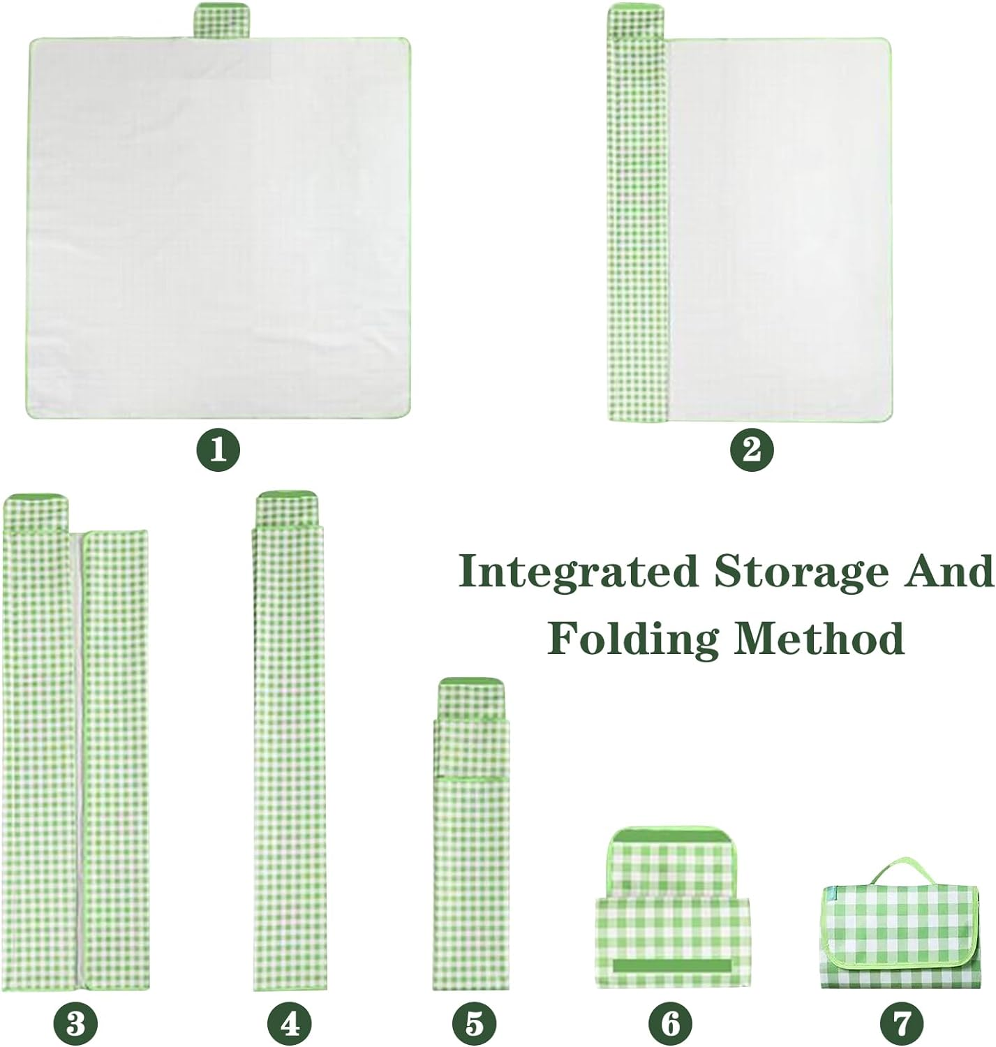 Picnic Blanket, Large Waterproof Sand-Proof Camping Beach Mat Lightweight Durable and Foldable Suitable for Outdoor Activities Grass Travel Hiking Mat (Green) image number 6