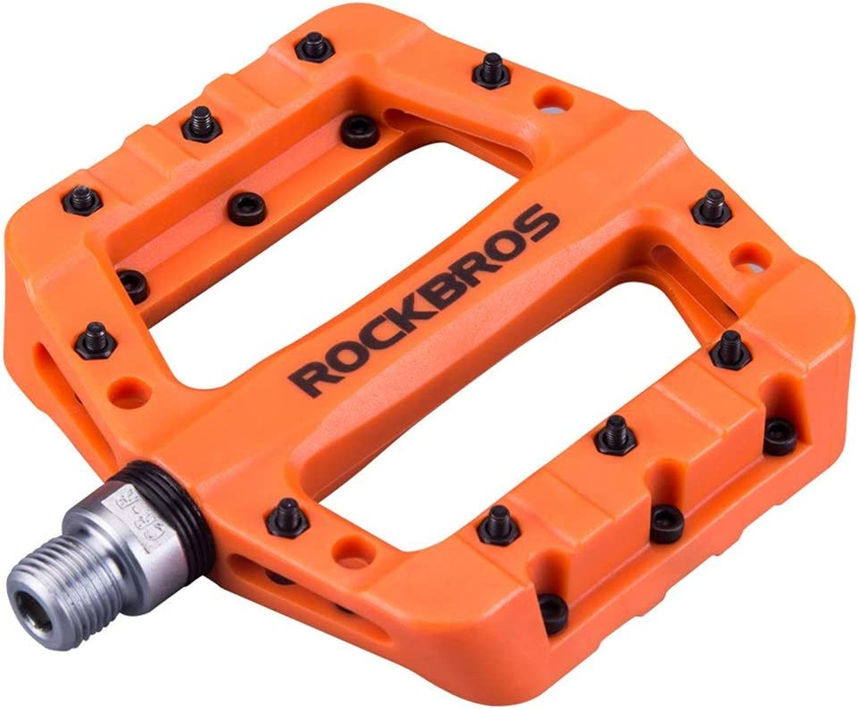 ROCKBROS Lightweight Mountain Bike Pedals Nylon Fiber Bicycle Platform Pedals for Road MTB 9/16"