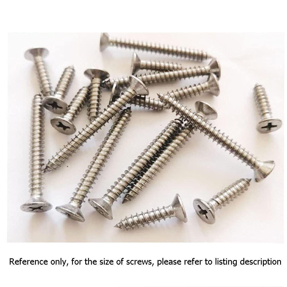 500X NUZAMAS 8G*22 304 Stainless Steel Self-Tapping Screws Cross Flat Countersunk Head Screw Miniature Screw Wood Screw Self-Tapping Screws and Wood Screw(St4.2 * 22) image number 1