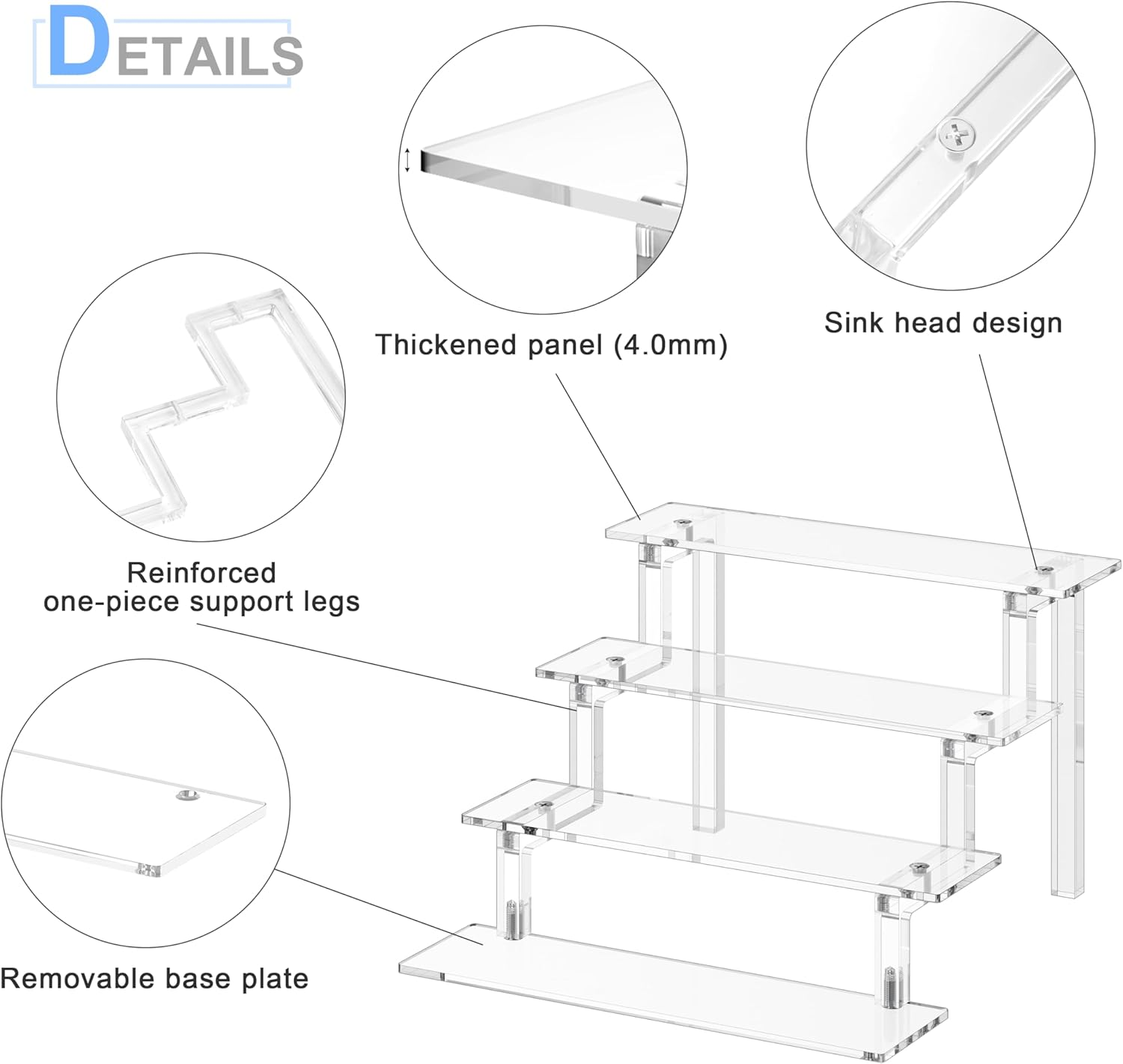 Grarry Perfume Stand Organizer, 12&rdquo; Acrylic Display Risers for Cologne Makeup Lotion, Risers for Display, 4 Tier Acrylic Stand Riser for Wedding Party Birthday image number 6