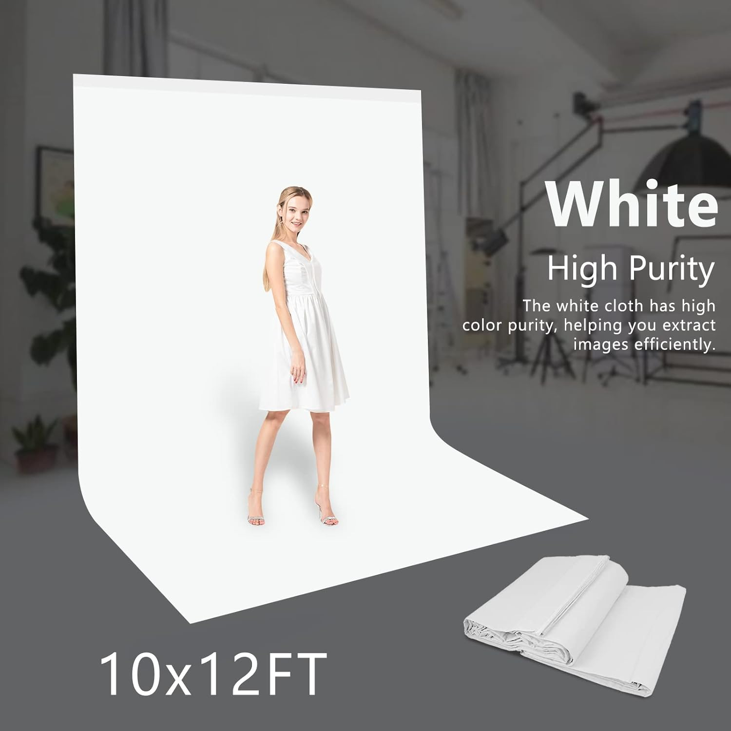 MSKIRA White Backgrounds for Photography 3X3.6M/10X12Ft Screen Backdrop Background Photo Backdrop for Meeting Youtube Video Streaming Gaming image number 6