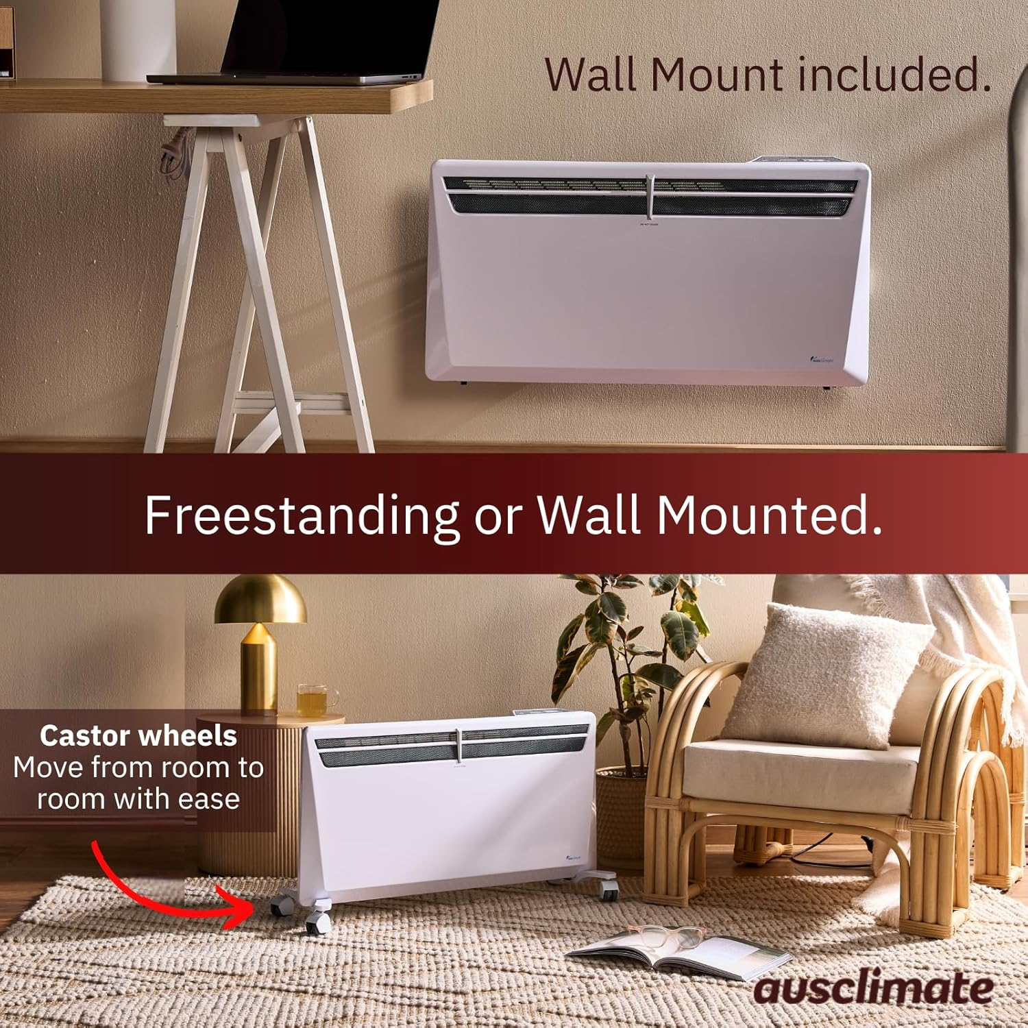 Ausclimate 2000W Smart Inverter Metal Panel Heater, Home Heater with 24-Hour Timer, Suitable for Medium-Sized Rooms up to 30M2, Compatible with Alexa and Google Home, White image number 3