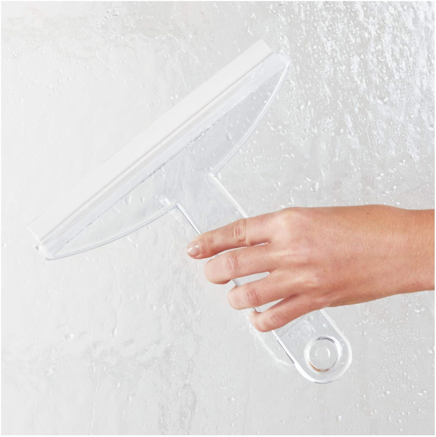 Interdesign Bathroom Shower Squeegee - 8", with Suction Hook, Clear image number 2