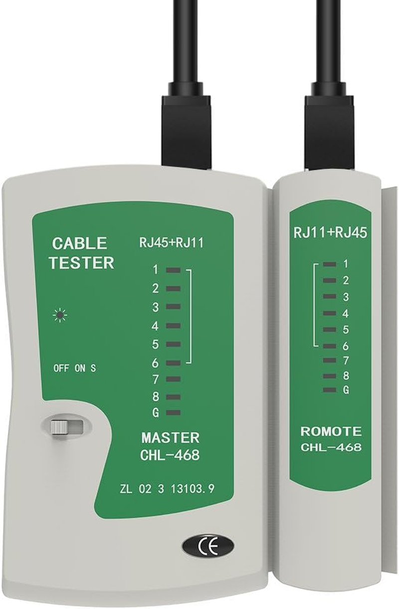 RJ45 RJ11 Cat5 Cat6 LAN Cable Tester Handheld Network Cable Tester Wire Telephone Line Tool for LAN RJ45 Cat7 Utp/Shielded Cable and RJ11 RJ12 (Deep Green)