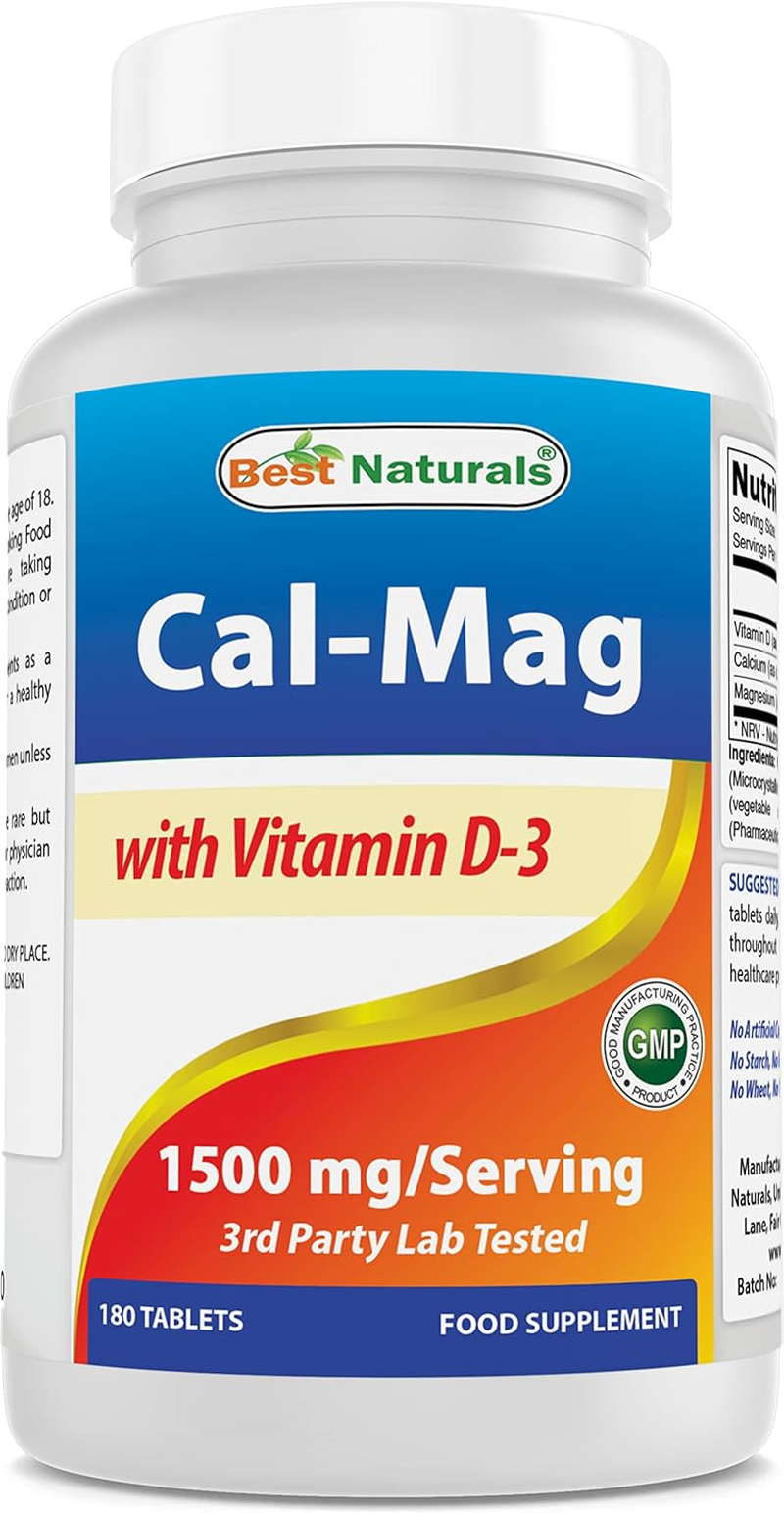 Best Naturals Calcium Magnesium with Vitamin D3 1500Mg Serving 180 Tablets image number 4
