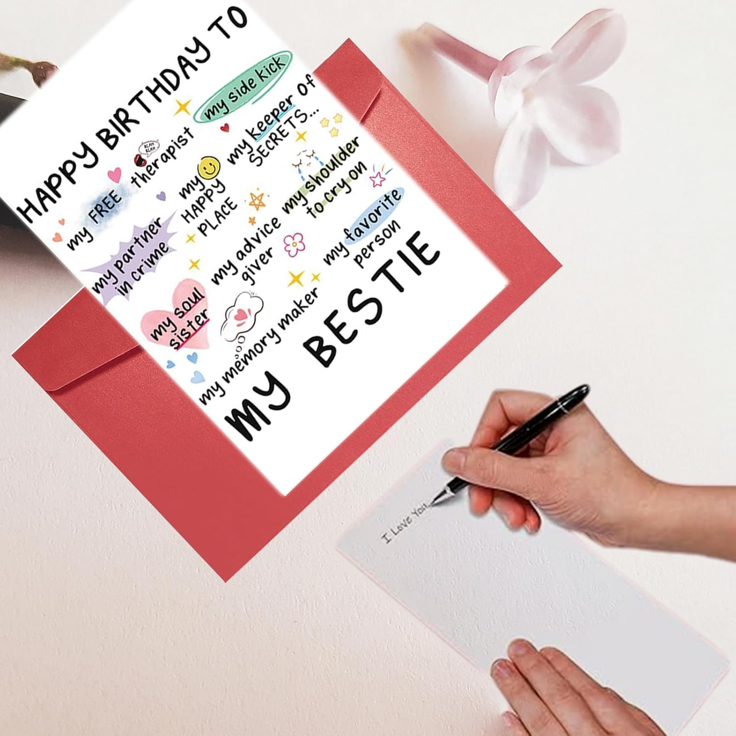 Funny Birthday Card for My Bestie, Perfect Happy Birthday Gifts for Sister & Best Friend, Her, Women, Heartwarming Words and Cute Pattern- Blank Inside image number 6