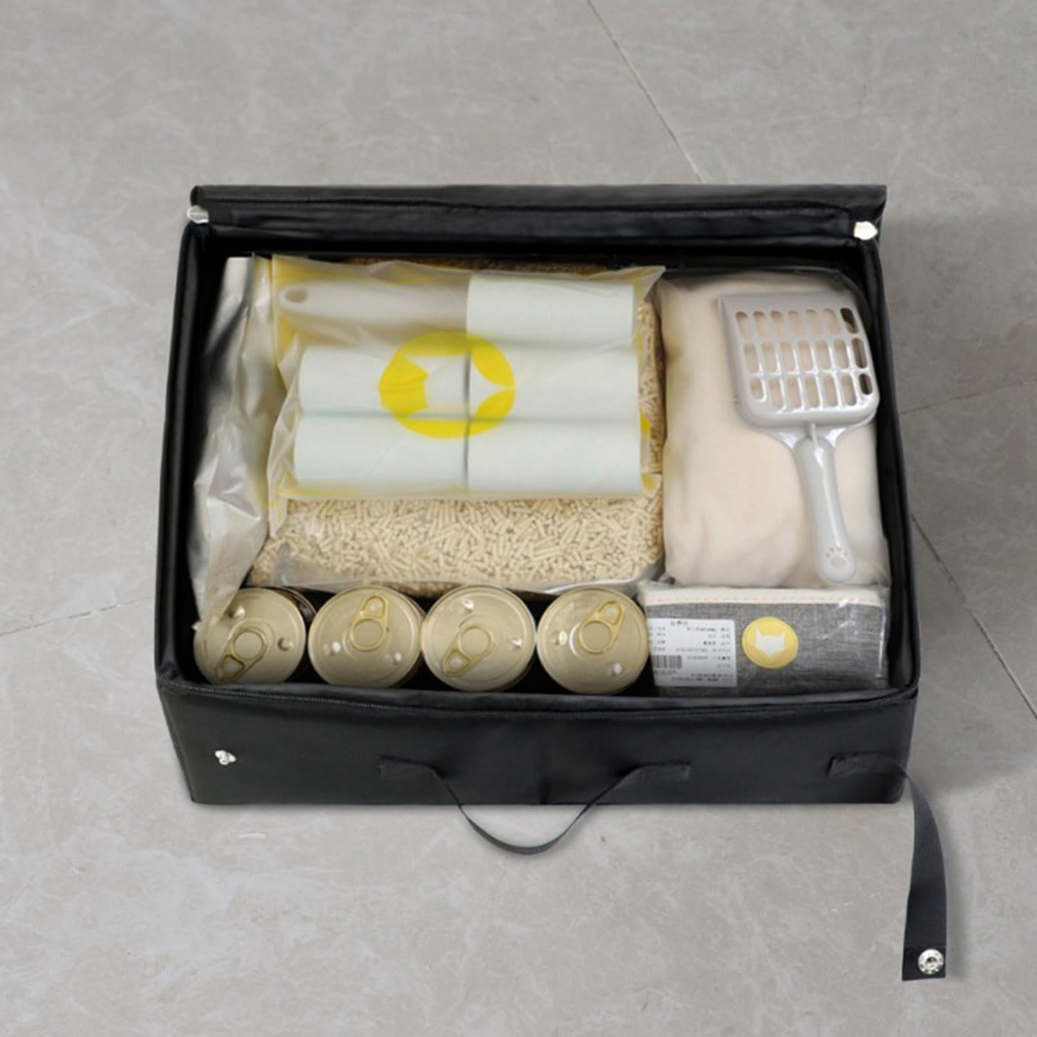 Roczential Factory Stock Portable Foldable Travel Cat Litter Box with Lid and Handle, Waterproof and Durable Fabric, Standard Size, Easy to Clean, Compact Design for Indoor and Outdoor Use image number 4