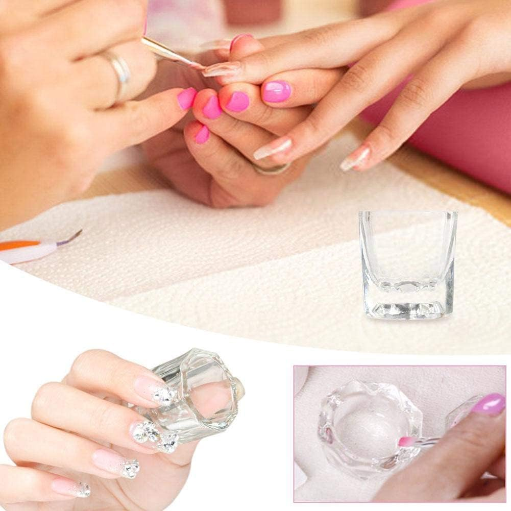 AISHU Dappen Dish Cups for Nail Art Acrylic Liquid - Clear Glass Nail Monomer Liquid Bowl Dampen Dish Acrylic Powder Holder, Acrylic Glass Jar for Nails (Pack of 1)