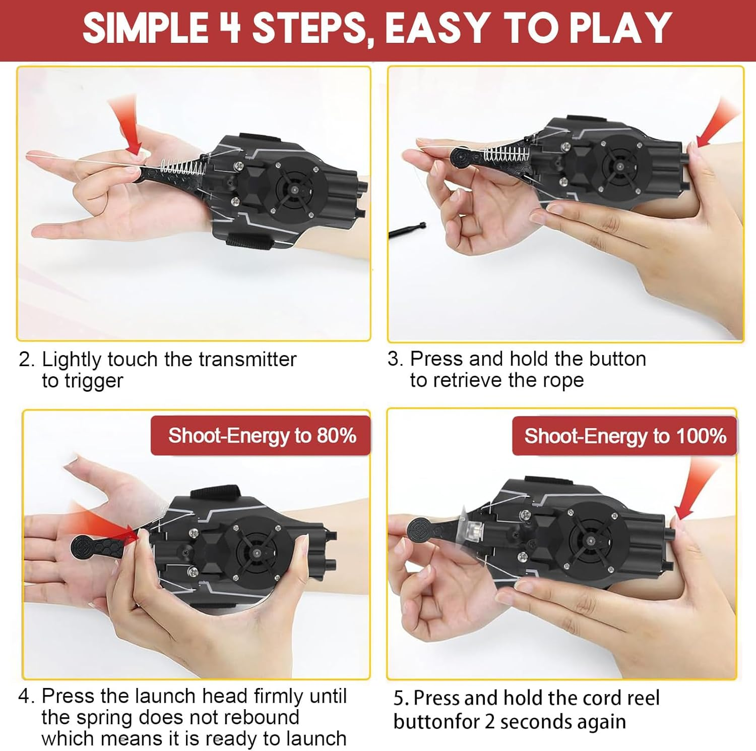 Spider Web Launcher String Shooters Toy 2.0 Upgrade, Spider Launcher Glove with 9.8-Foot Range, Cool Gadgets Spider Real Silk Superhero Role-Play Cool Stuff Fun Gifts Fun Toys for Men & Teens (Black) image number 1